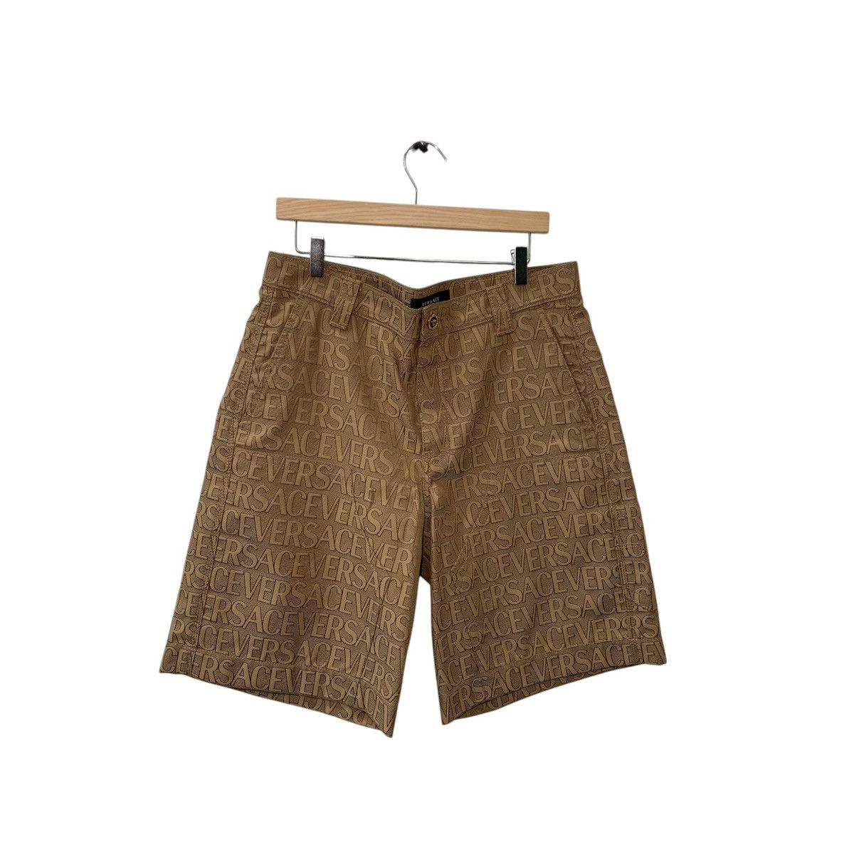 Versace VERSACE Versace Jacquard Allover Brown Beige Shorts Size US 36 / EU 52 - 2 Thumbnail