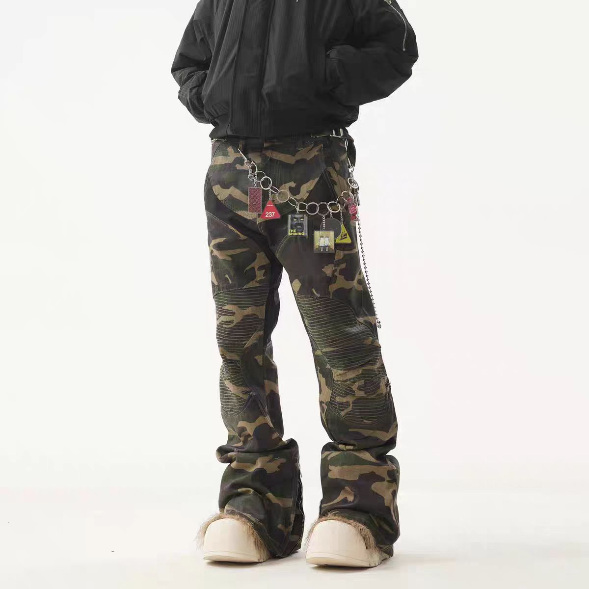 Japanese Brand × Jean Vintage patchwork coated camouflage micro flare jeans Size US 32 / EU 48 - 1 Thumbnail