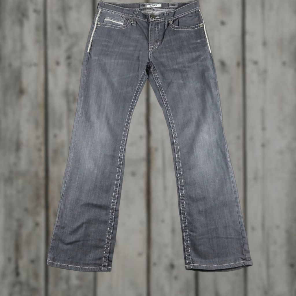 BKE Jeans Mens 31L Bootcut Denim Gray Aiden Slim Cotton Blend 5-Pocket