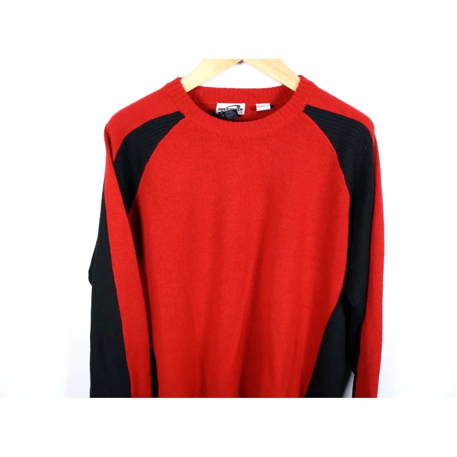 Obermeyer VINTAGE Obermeyer Wool Blend Sweater Men XL Red Black Striped Sleeve Knit Ski 90s Pullover Crew Neck Heavyweight Knit Dry Clean Only Size US XL / EU 56 / 4 - 4 Thumbnail