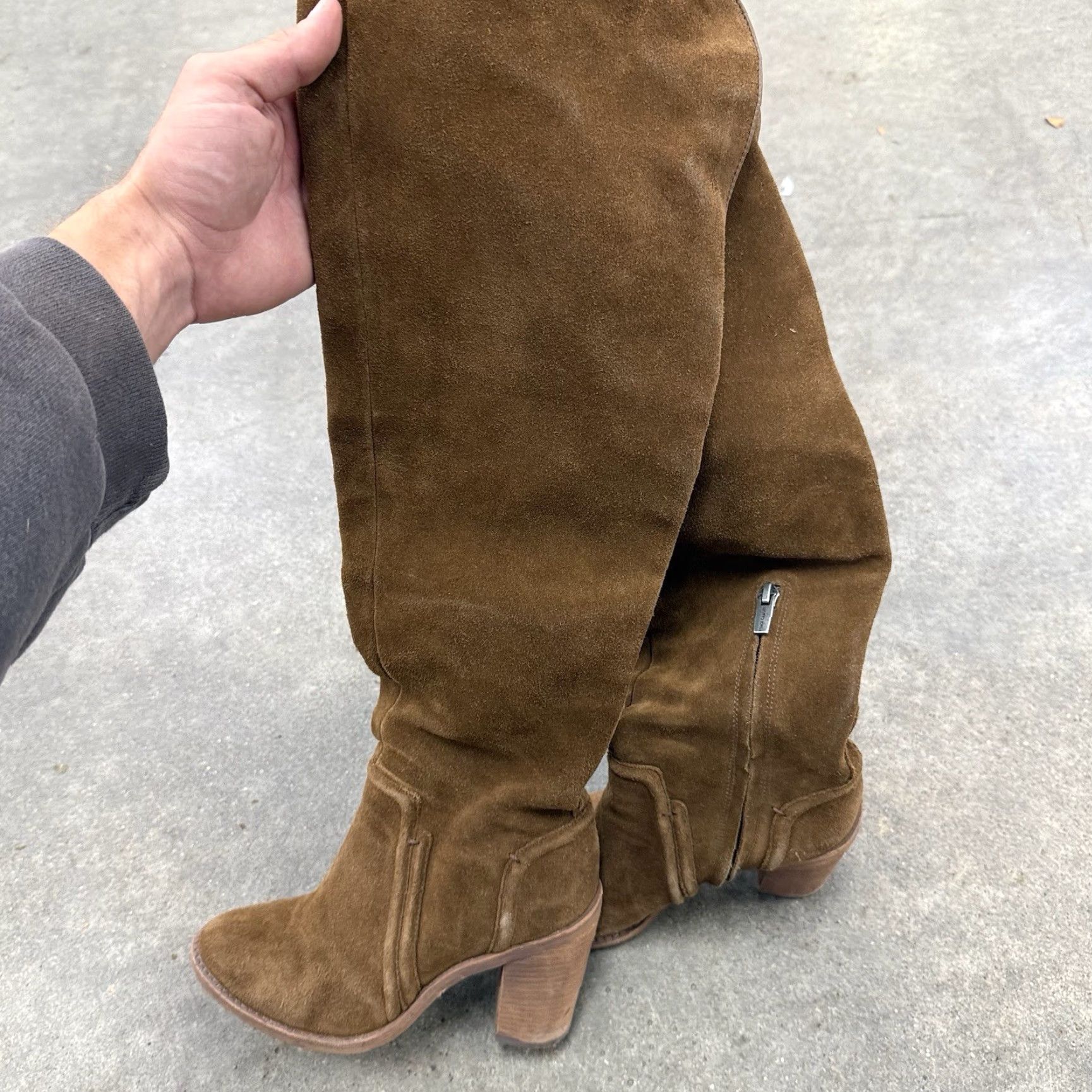 Vince Camuto Vince Camuto Melaya Brown Over-the-knee Suede Leather Boots Womens Size 7.5M - Leather Insole Outsole Lining Riding Boot Size US 8 / IT 38 - 4 Thumbnail