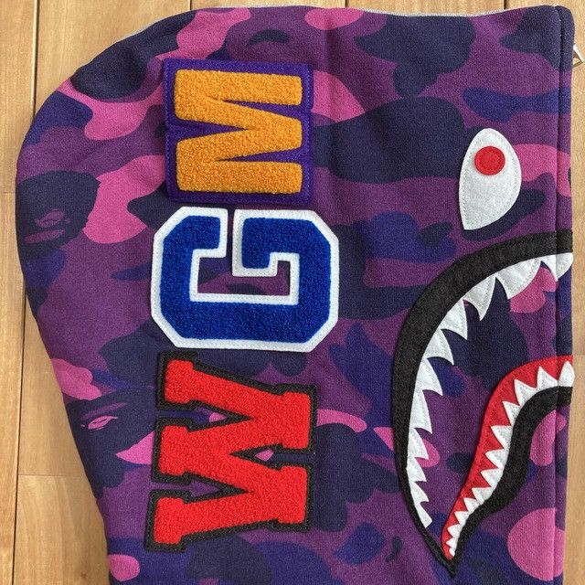 Bape BAPE Purple camo × Gray shark full zip hoodie a bathing ape Size US M / EU 48-50 / 2 - 5 Thumbnail