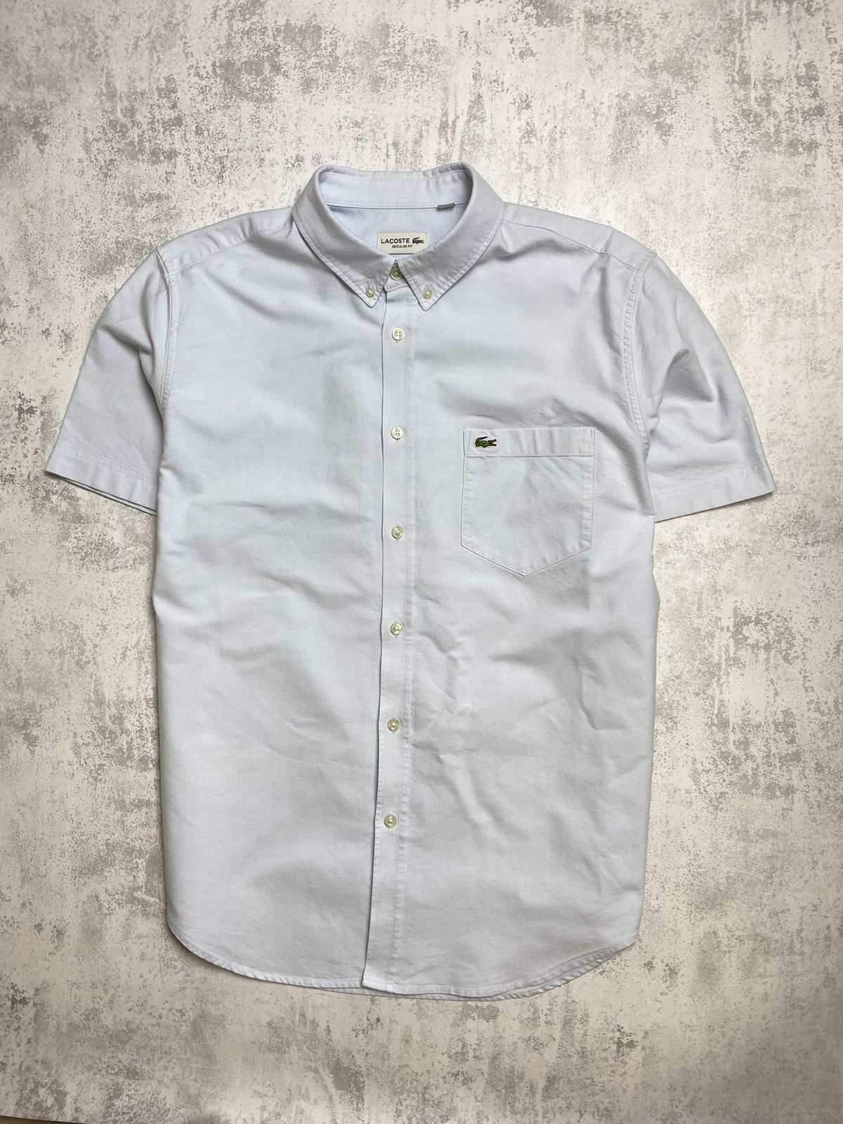 Lacoste Lacoste Regular Fit Short Sleeve Oxford Shirt in Pale Blue Size US XL / EU 56 / 4 - 1 Thumbnail