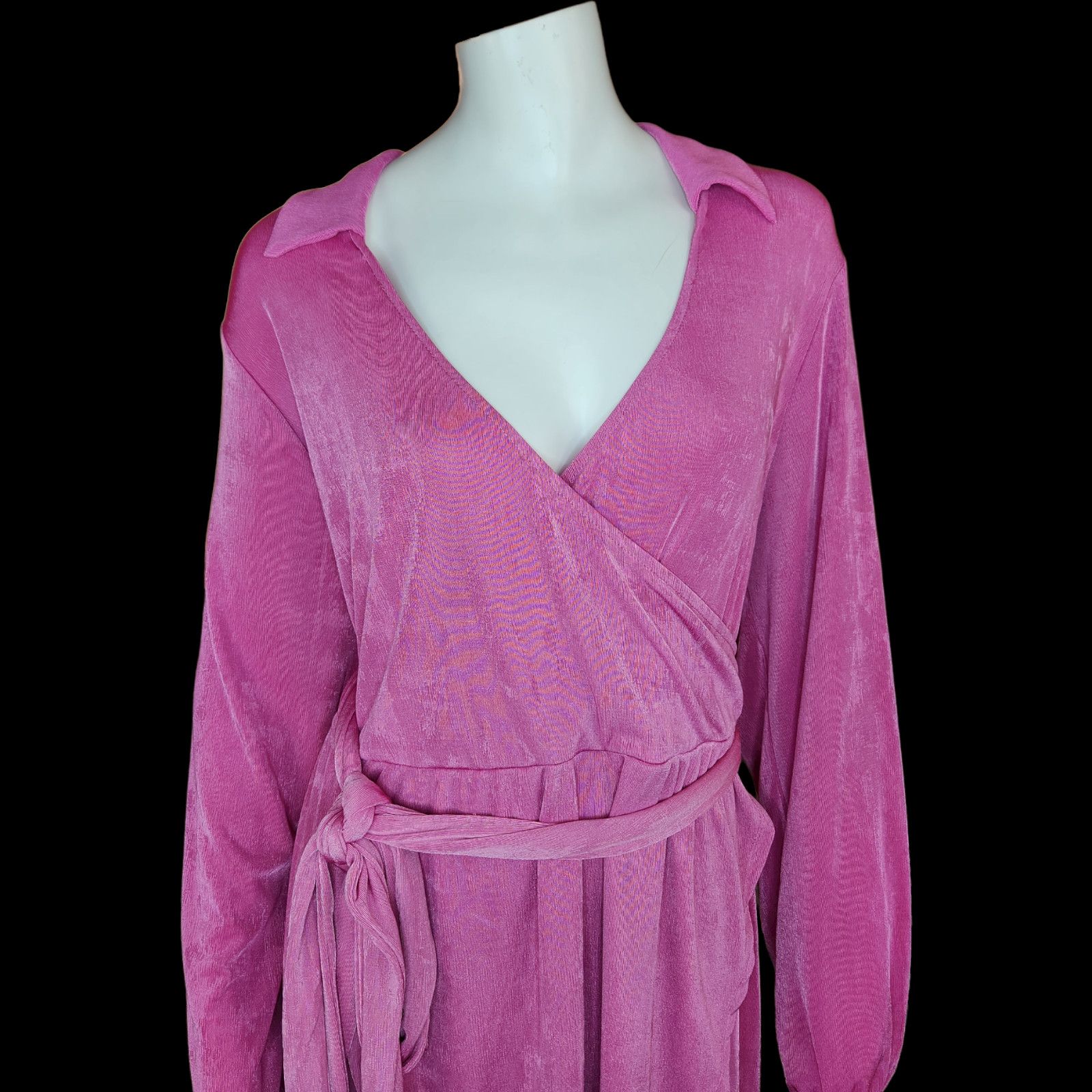 Other Rue 21 Womens 3X Purple Dress V-Neck Tie Waist Long Sleeve Size 3XL / US 20-22 - 2 Thumbnail