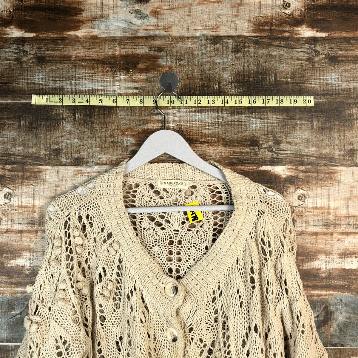 Japanese Brand Saburoku Cream Cardigan Knitwear #A1478 Size M / US 6-8 / IT 42-44 - 4 Thumbnail