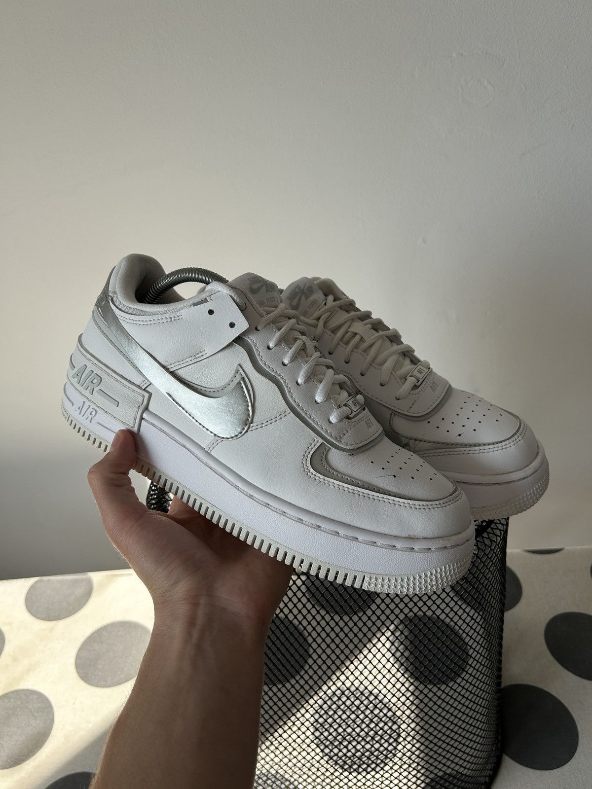 Nike Air Force 1 Shadow Shoes Sneakers Size8.5 Swoosh Drill in White, Men's