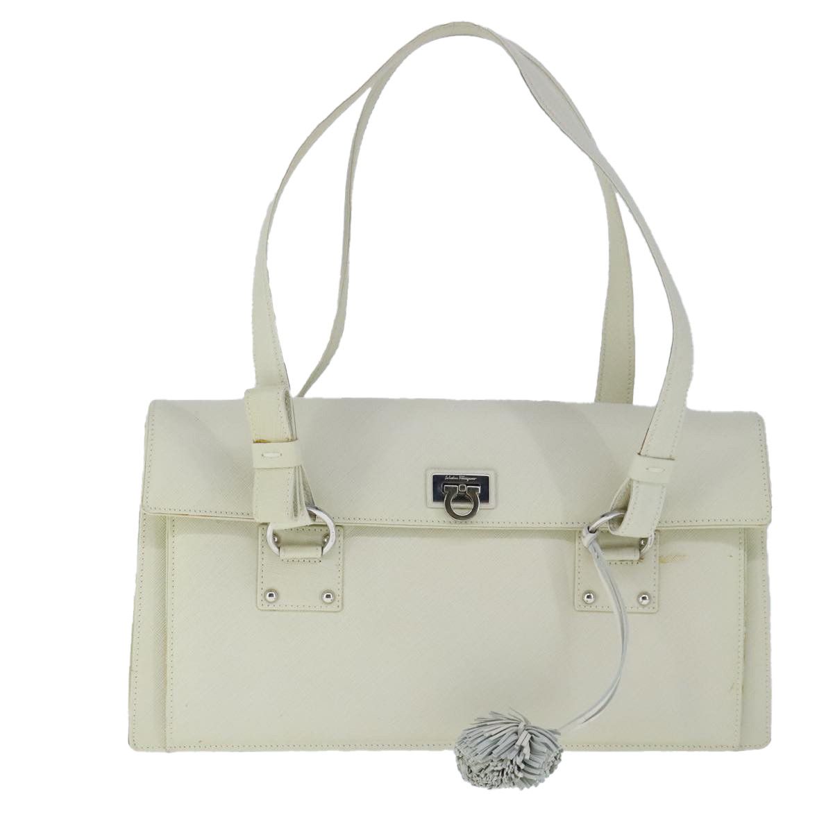 Salvatore Ferragamo Gancini White Leather Handbag (Pre-Owned) Size ONE SIZE - 1 Thumbnail