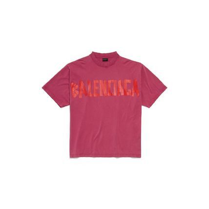 Balenciaga o1s1wg110326 Tape Type T-Shirt Medium Fit in Pink Size US M / EU 48-50 / 2 - 1 Thumbnail