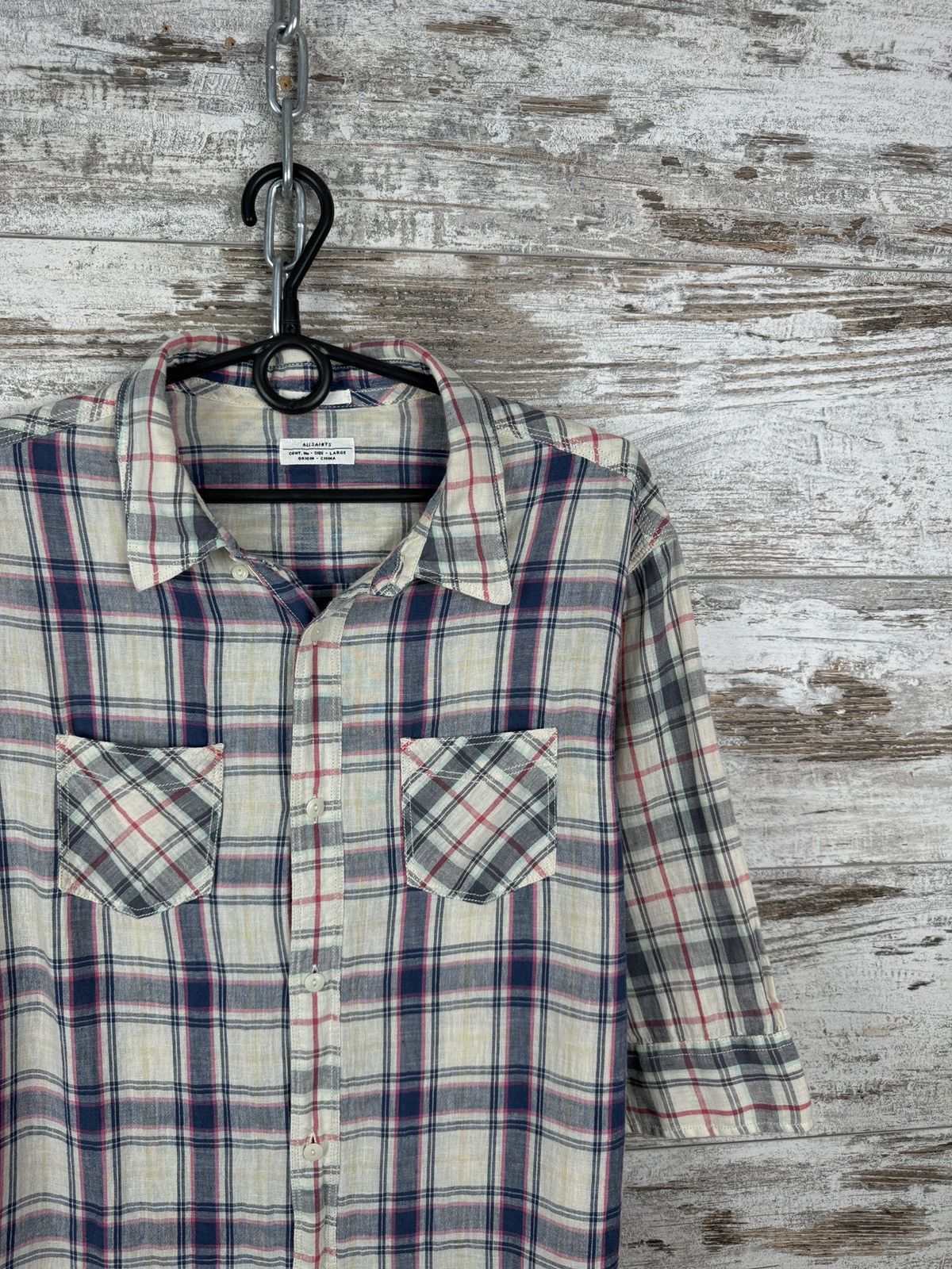 Allsaints × Japanese Brand Mens AllSaints GRIDLOCK HS SHIRT button up luxury linen Size US L / EU 52-54 / 3 - 2 Thumbnail