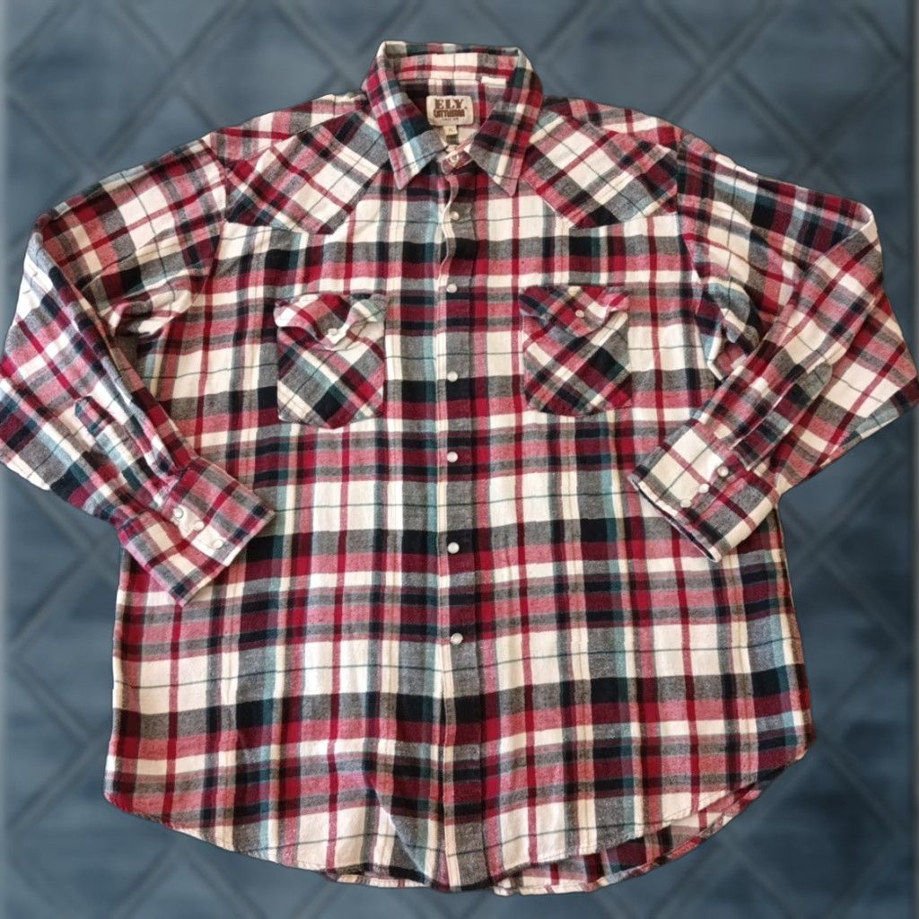 Vintage Ely Cattleman Shirt Mens XL Red Plaid Flannel Long Sleeve Snap Pockets Western Button-Up Size US XL / EU 56 / 4 - 1 Thumbnail