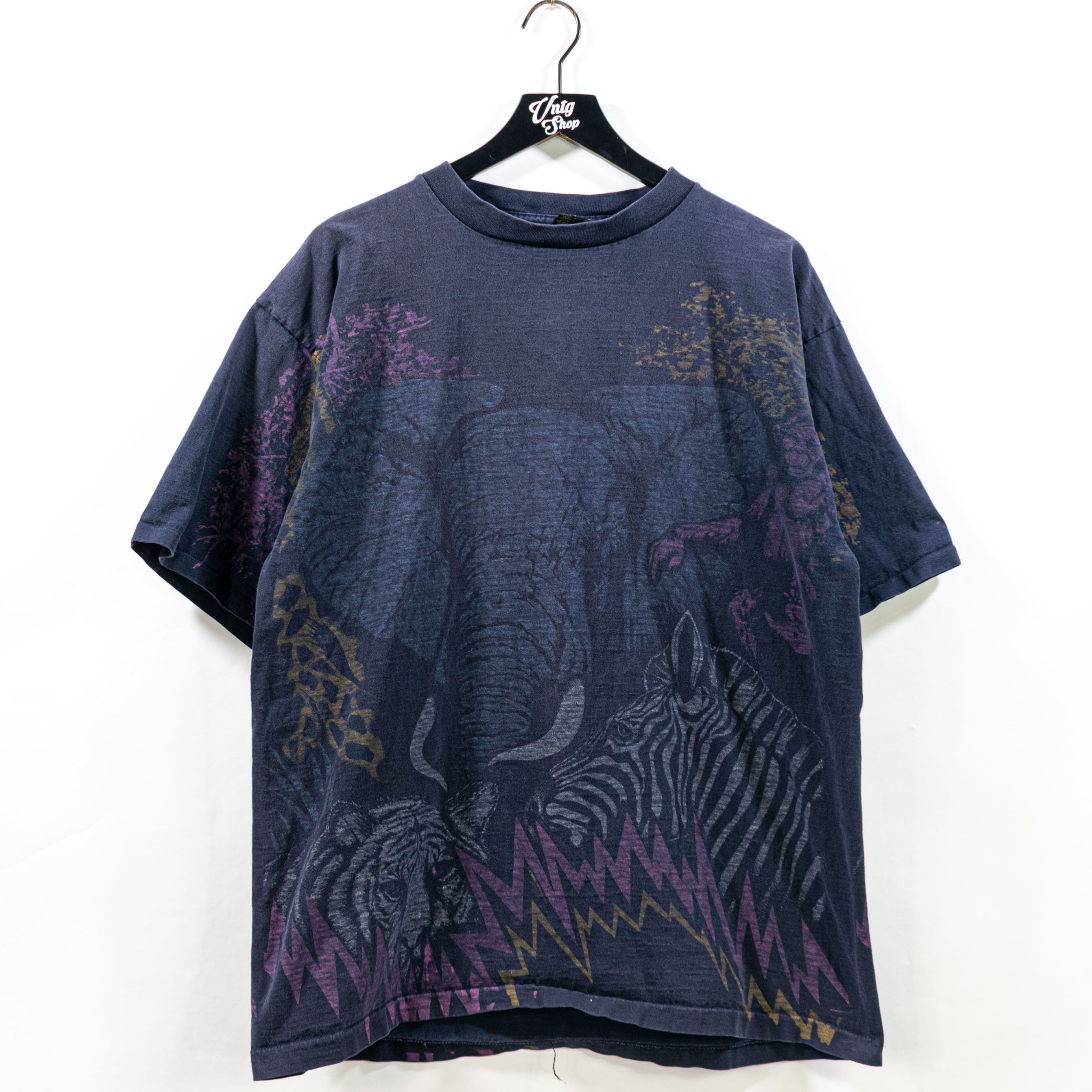 Vintage Busch Gardens Tampa Animal Zebra Elephant AOP T-Shirt VTG Size US XL / EU 56 / 4 - 1 Thumbnail