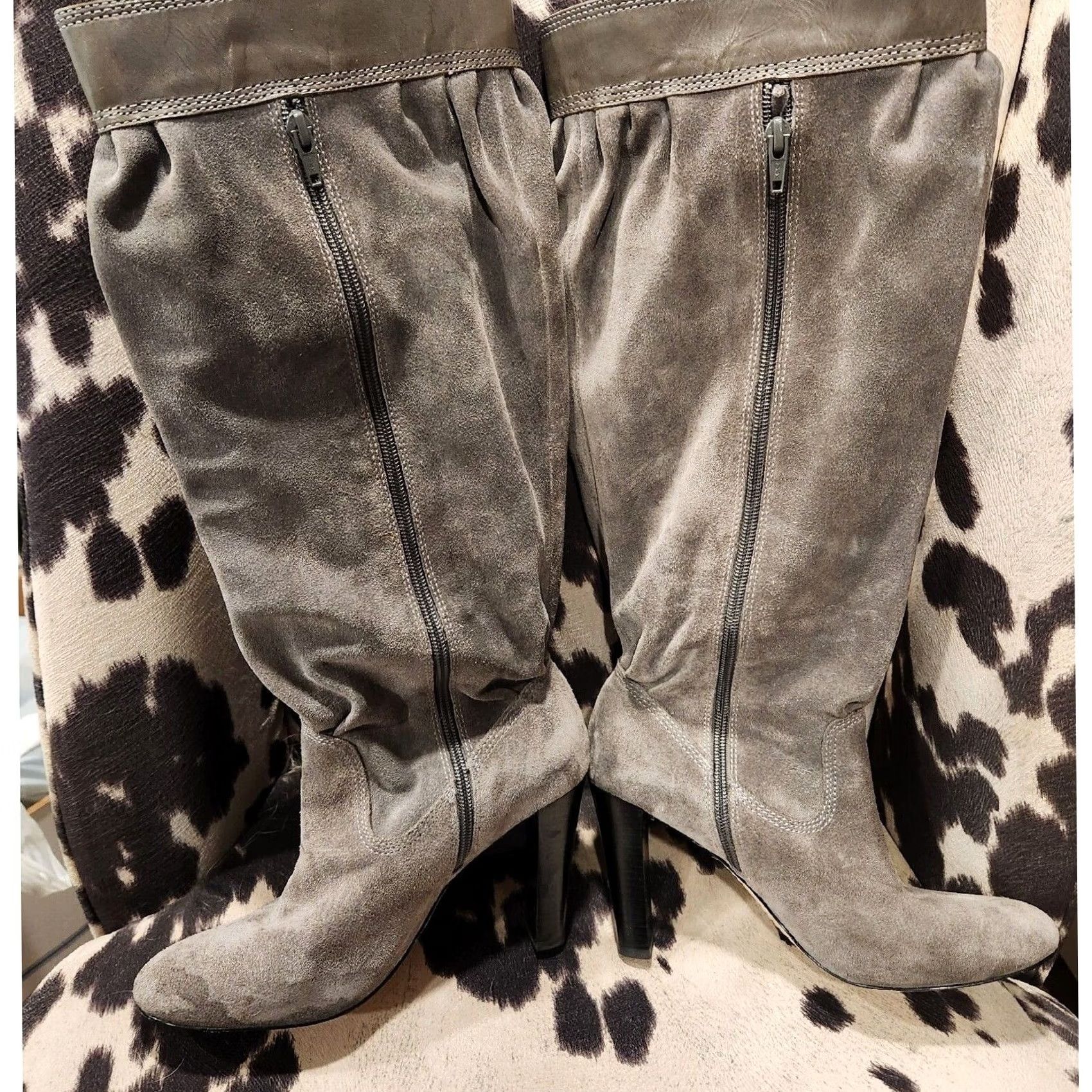 Michael Kors Michael Kors Gray Suede Slouchy Knee High Boots Side Zip Block Heel Womens 9 M Size US 9 / IT 39 - 3 Thumbnail