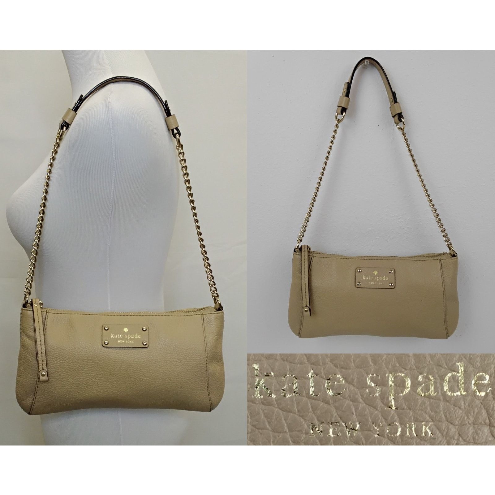 Kate Spade Kate Spade Mini Shoulder Bag Tan Pebbled Leather Purse Size ONE SIZE - 1 Thumbnail