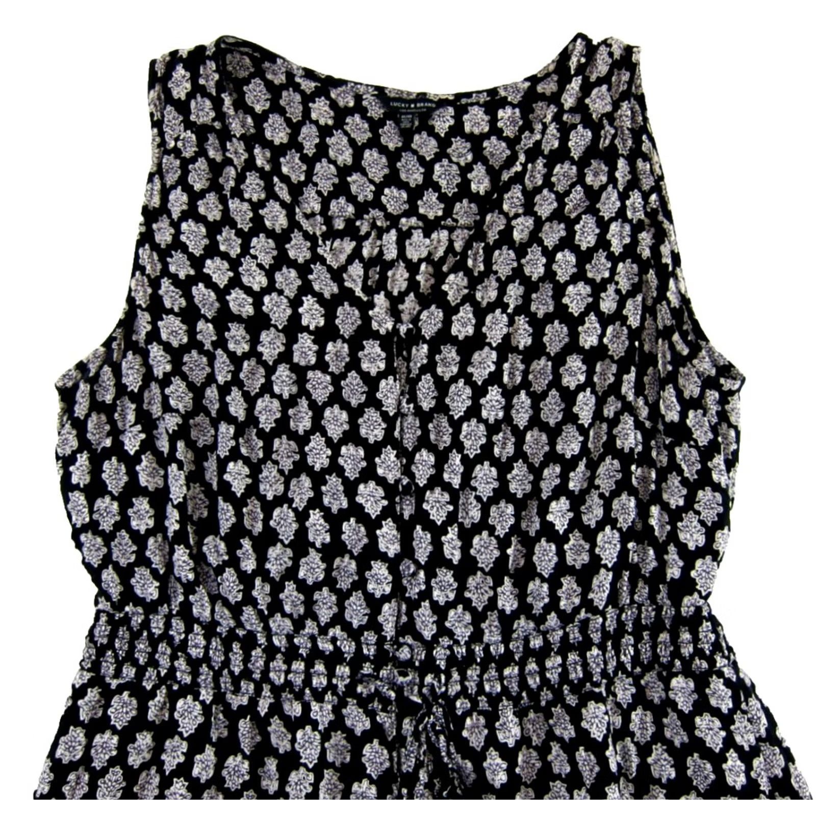 Lucky Brand Lucky Brand Floral Button Down Hi-Low Maxi Tank Sun Dress 1X Black Rayon Sleeveless V-Neck) Size XL / US 12-14 / IT 48-50 - 4 Thumbnail