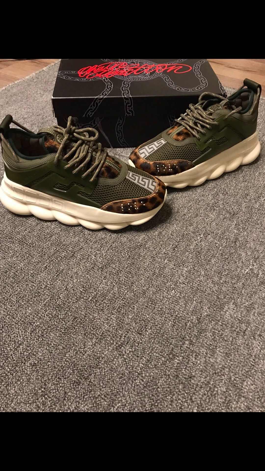 Versace VERSACE Dark Green Leopard Platform Dad Sneakers 42 (L) Size US 9 / EU 42 - 6 Thumbnail