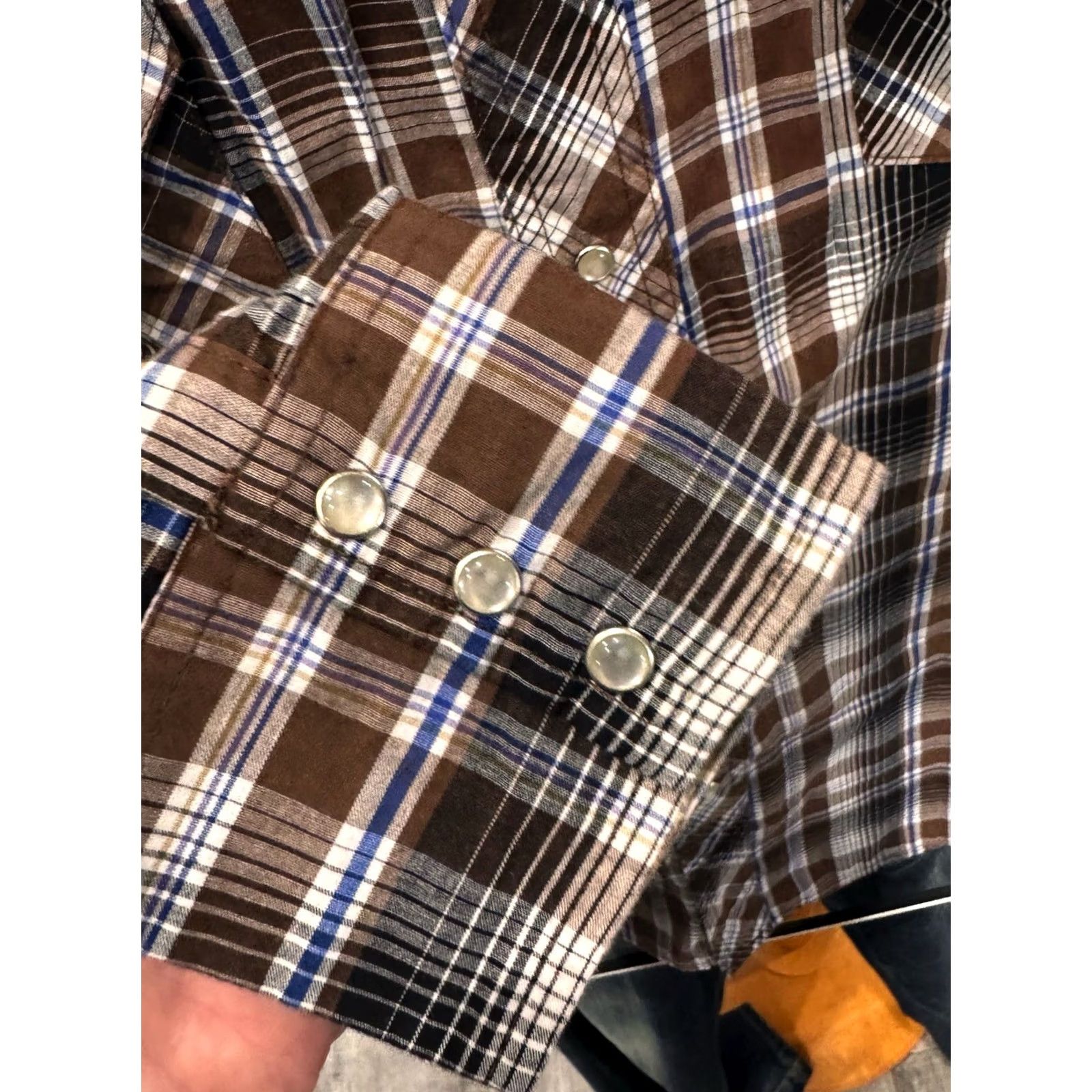 Wrangler Wrangler Western Brown Blue Plaid LONG SLEEVE SHIRT 2XL XXL Mens Size US XXL / EU 58 / 5 - 8 Thumbnail