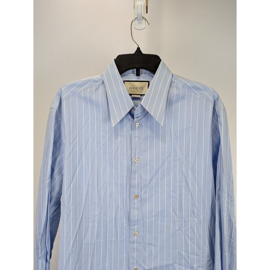 o1rshd1 Stripe Button Up Shirt in Light Blue/White