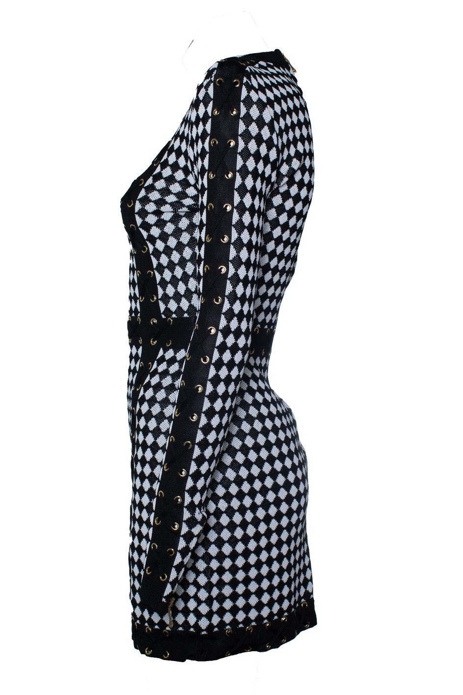 Balmain Balmain, checked knit dress in black and white Size XS / US 0-2 / IT 36-38 - 4 Thumbnail