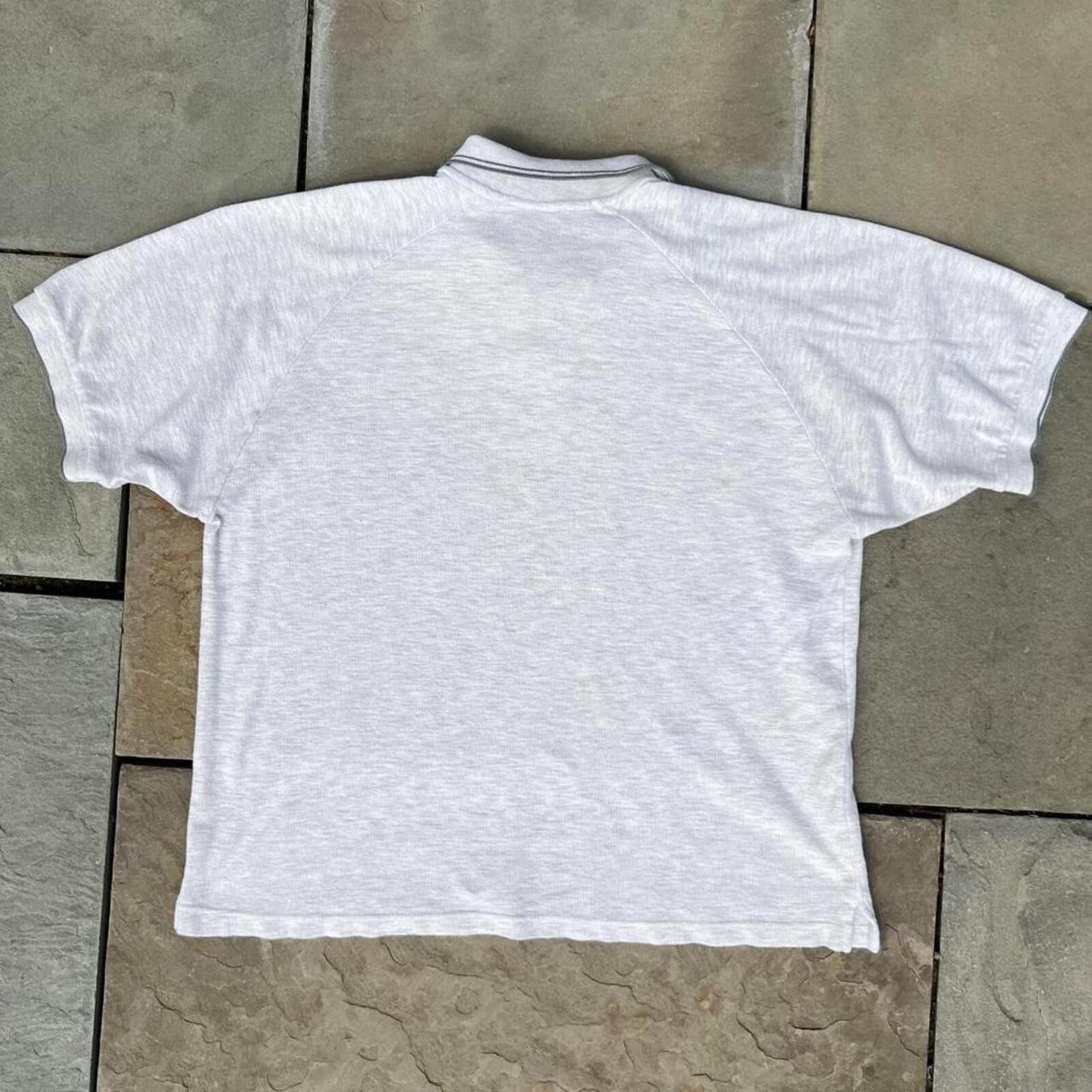 Vintage Neo-Vintage 90s Made in USA Cream Grey Waffle Knit Polo Size US M / EU 48-50 / 2 - 4 Thumbnail
