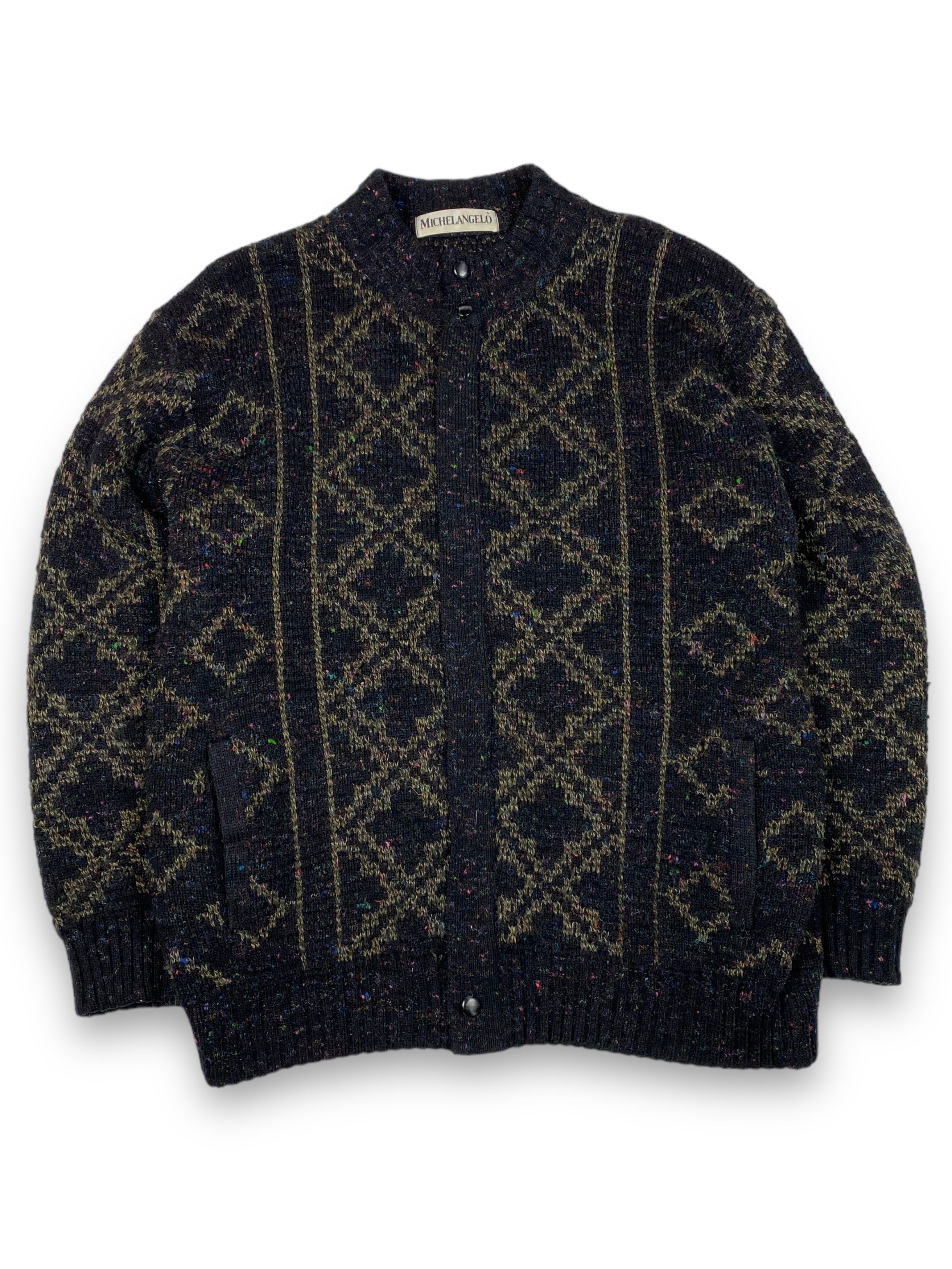 Vintage 90s Vintage MICHELANGELO Crazy Pattern Zip Sweater M711 Size US XL / EU 56 / 4 - 1 Thumbnail