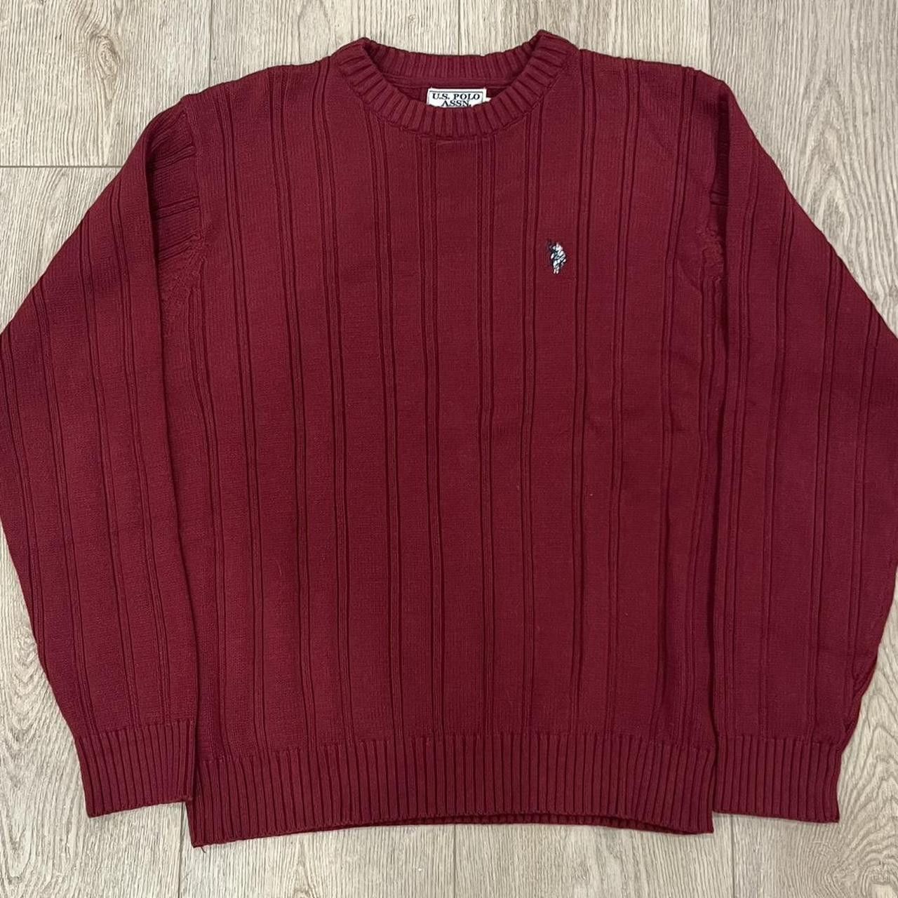 Polo Ralph Lauren US Polo Association Sweater Red Maroon Cable Knit Size US XL / EU 56 / 4 - 2 Thumbnail