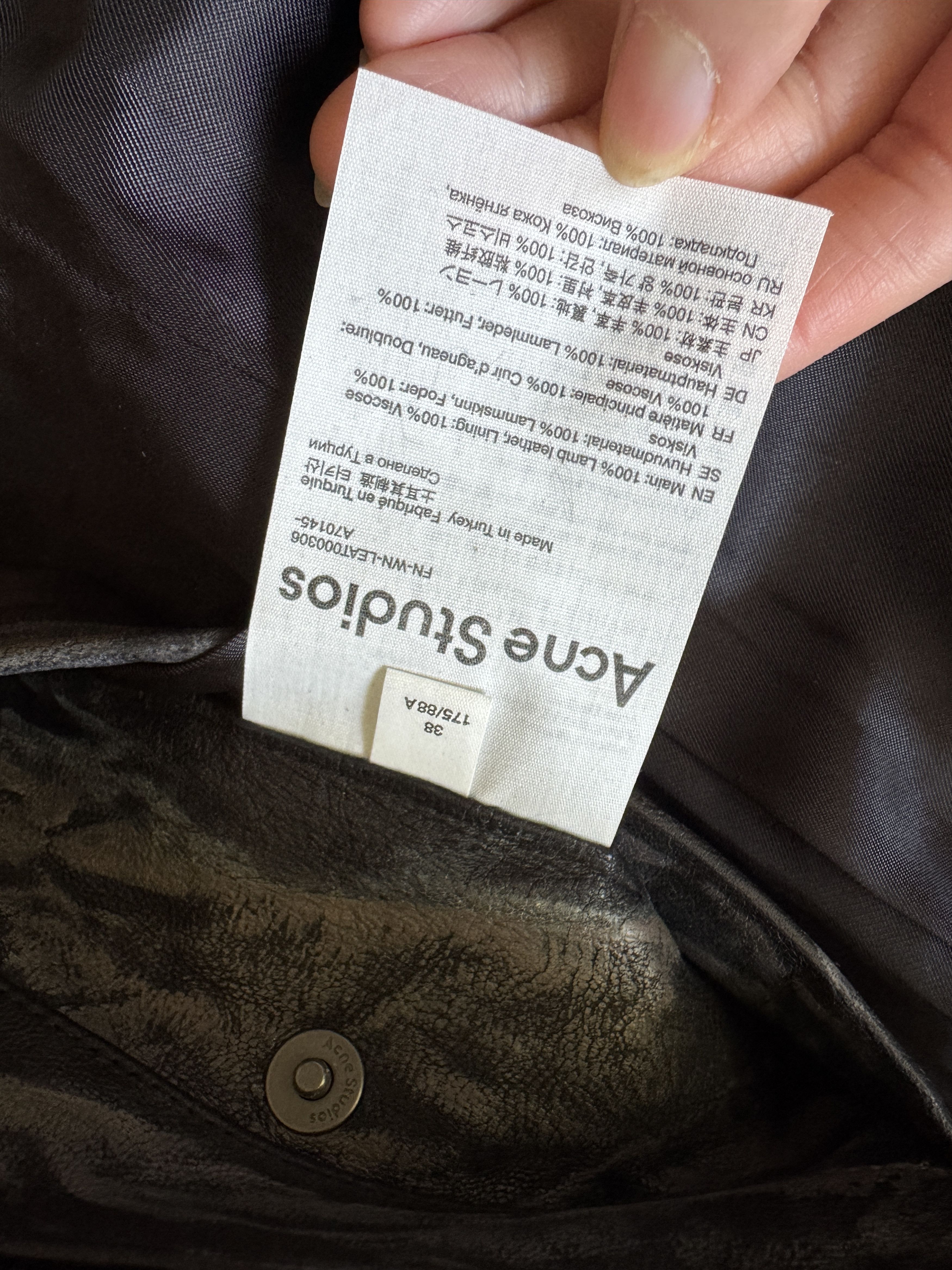 Acne Studios Creased Wrinkle Dye Lambskin Leather Cafe Jacket Size XS / US 0-2 / IT 36-38 - 24 Thumbnail