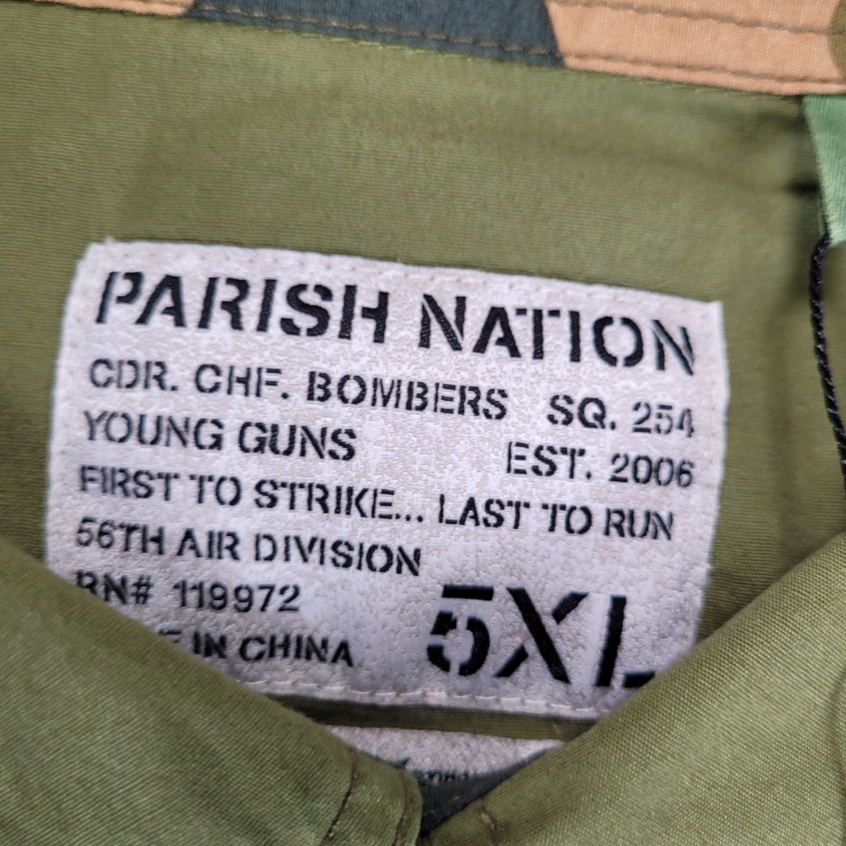 Vintage VINTAGE PARISH COLLECTION Olive Green Camo Long Sleeve Button-Up Shirt 5XL Mens Size US XXL / EU 58 / 5 - 3 Thumbnail