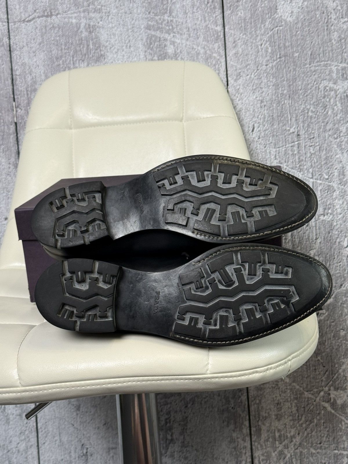 Prada Prada Black Leather Apron Toe Derby Men’s Dress Shoes Italy Size US 11 / EU 44 - 20 Thumbnail