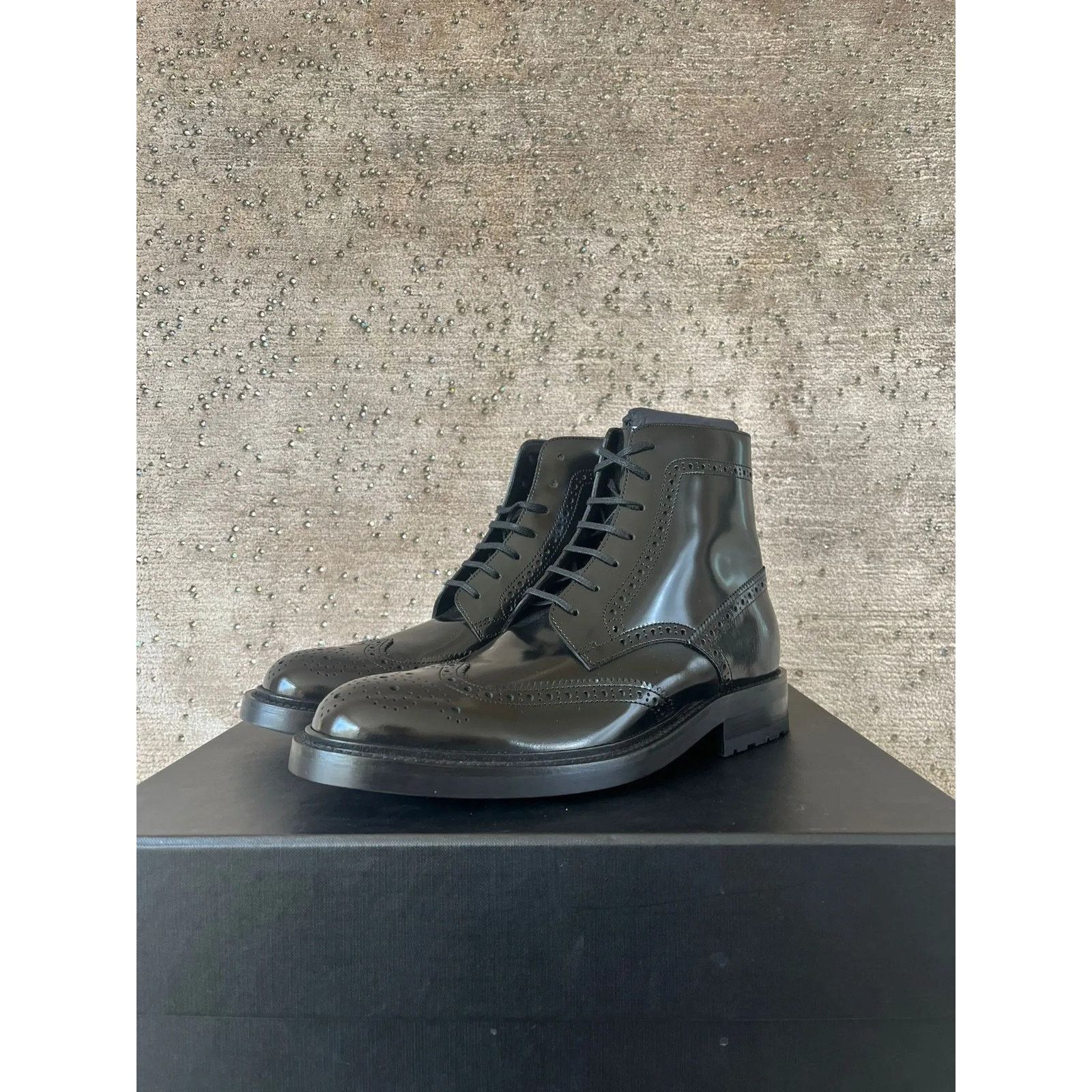 Saint Laurent Paris o1rshd1 Embroidered Army 20 Lace Up Boots in Ketta in Black Size US 7 / EU 40 - 3 Thumbnail