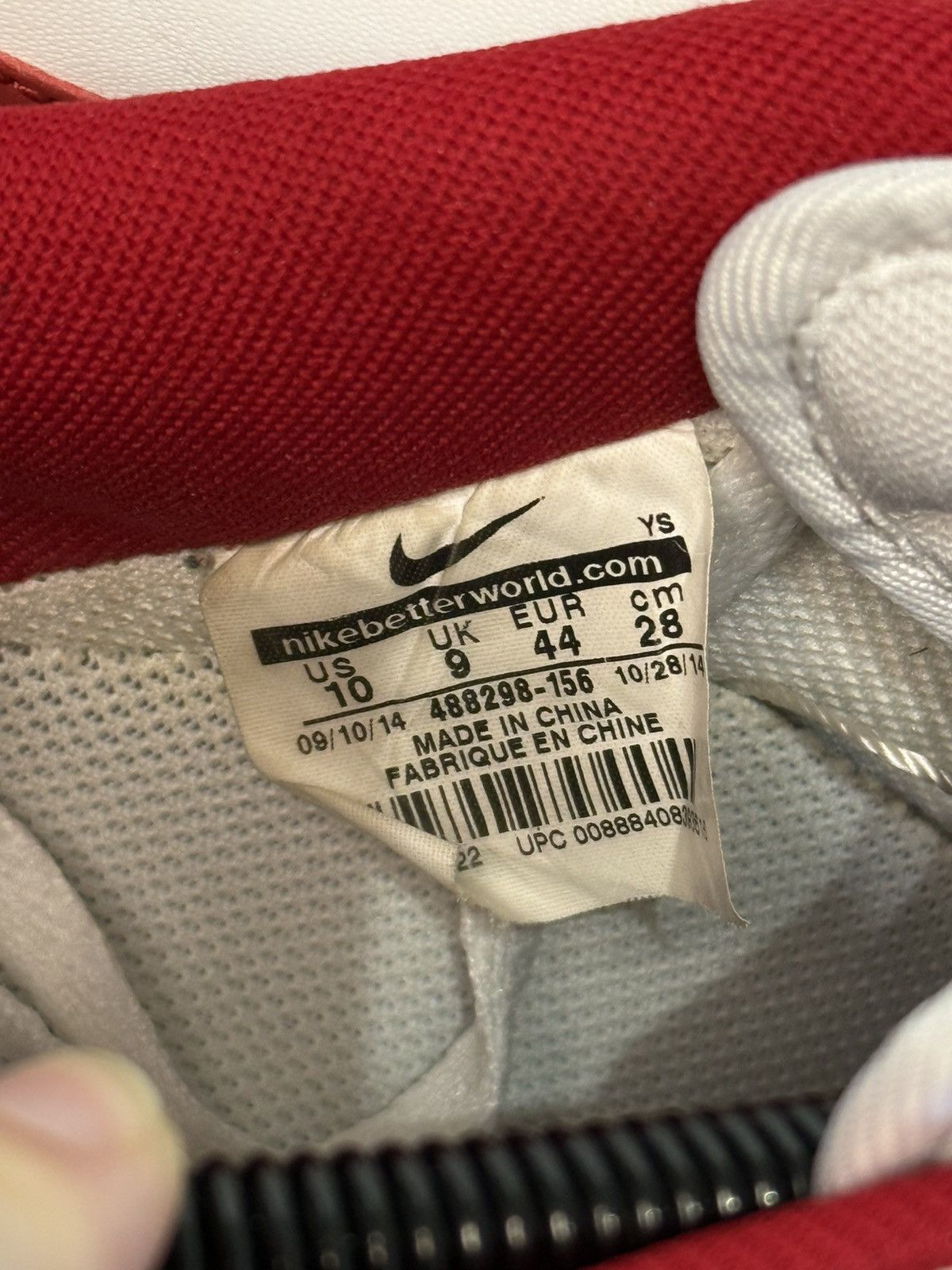 Nike Nike Air Force 1 Low White Gym Red Nubuck Swoosh 2014 Size US 10 / EU 43 - 7 Thumbnail