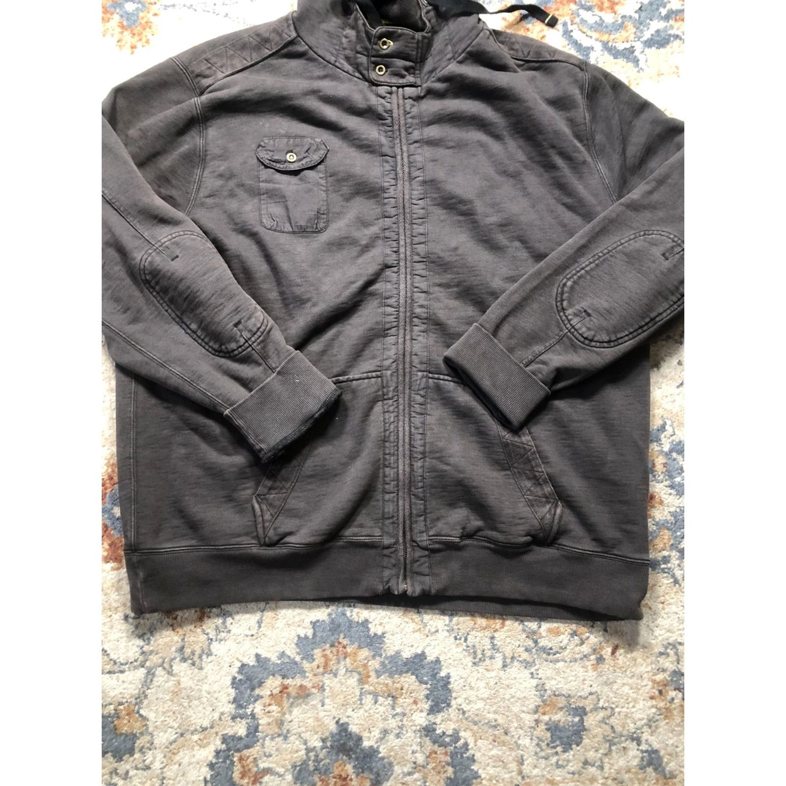 Carbon2Cobalt VINTAGE Carbon2cobalt Hoodie Sweatshirt Mens XL Black Full Zip Elbow Patch Cotton Jacket Size US XL / EU 56 / 4 - 5 Thumbnail