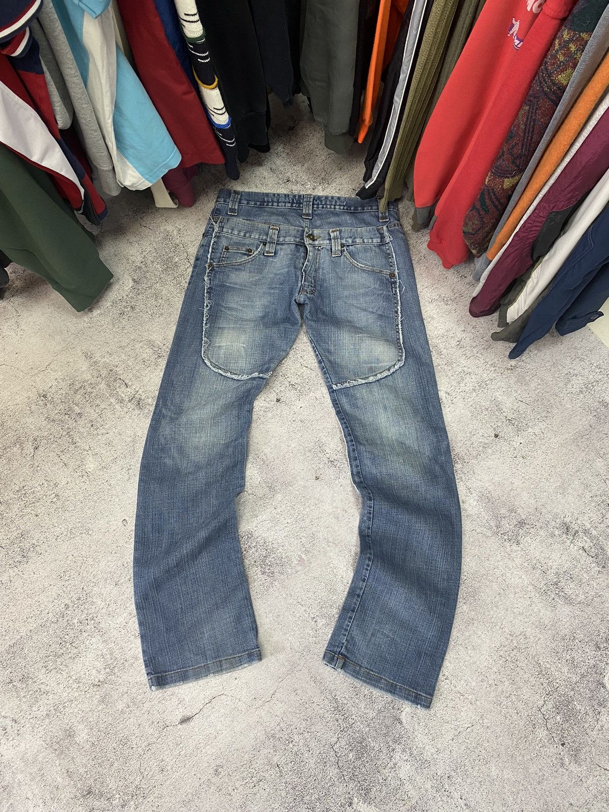 Japanese Brand × Vintage Vintage distressed patchwork denim y2k jeans Size US 32 / EU 48 - 2 Thumbnail