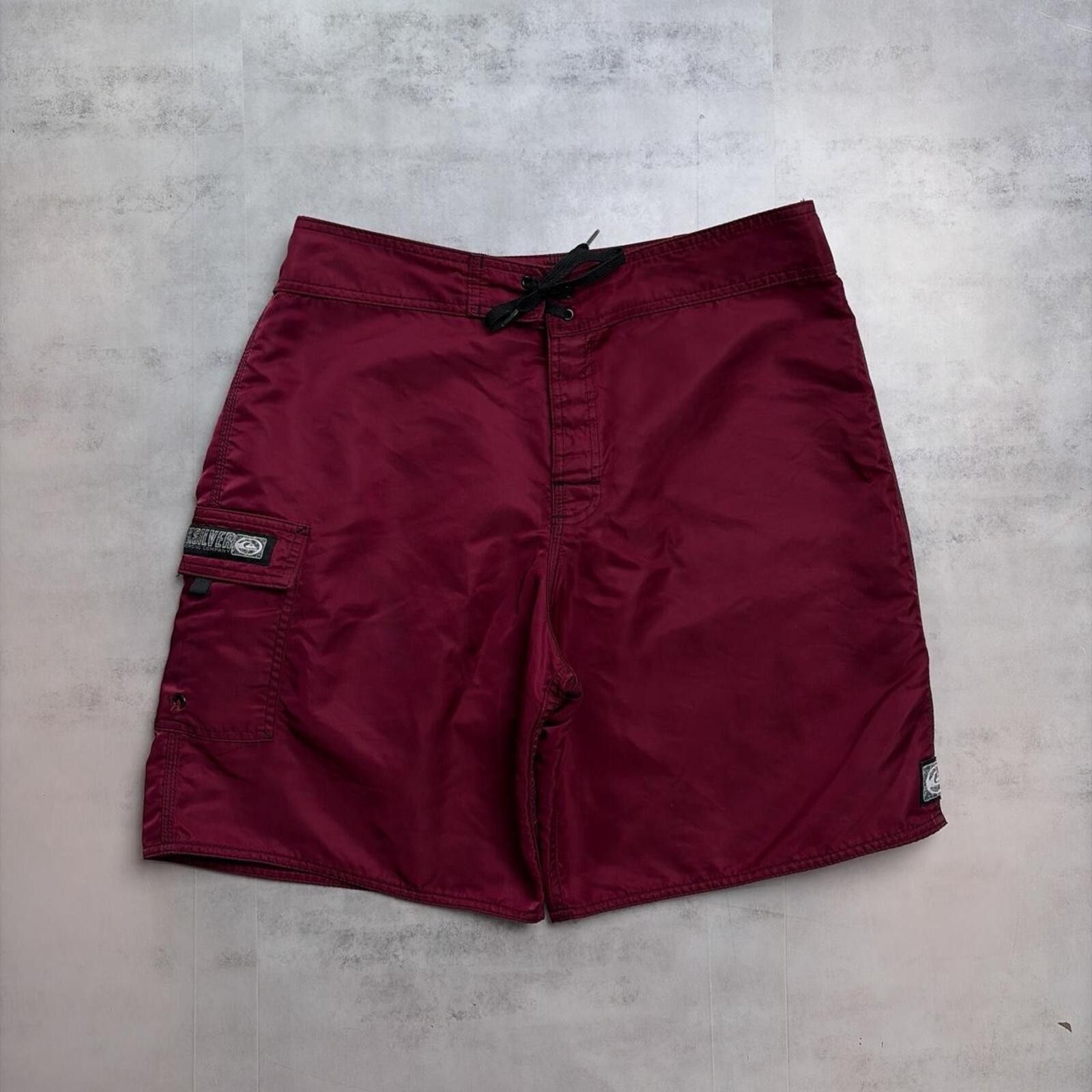 Quiksilver Vintage Burgundy Quiksilver Surf Grunge Baggy Board Shorts Size US 32 / EU 48 - 1 Thumbnail