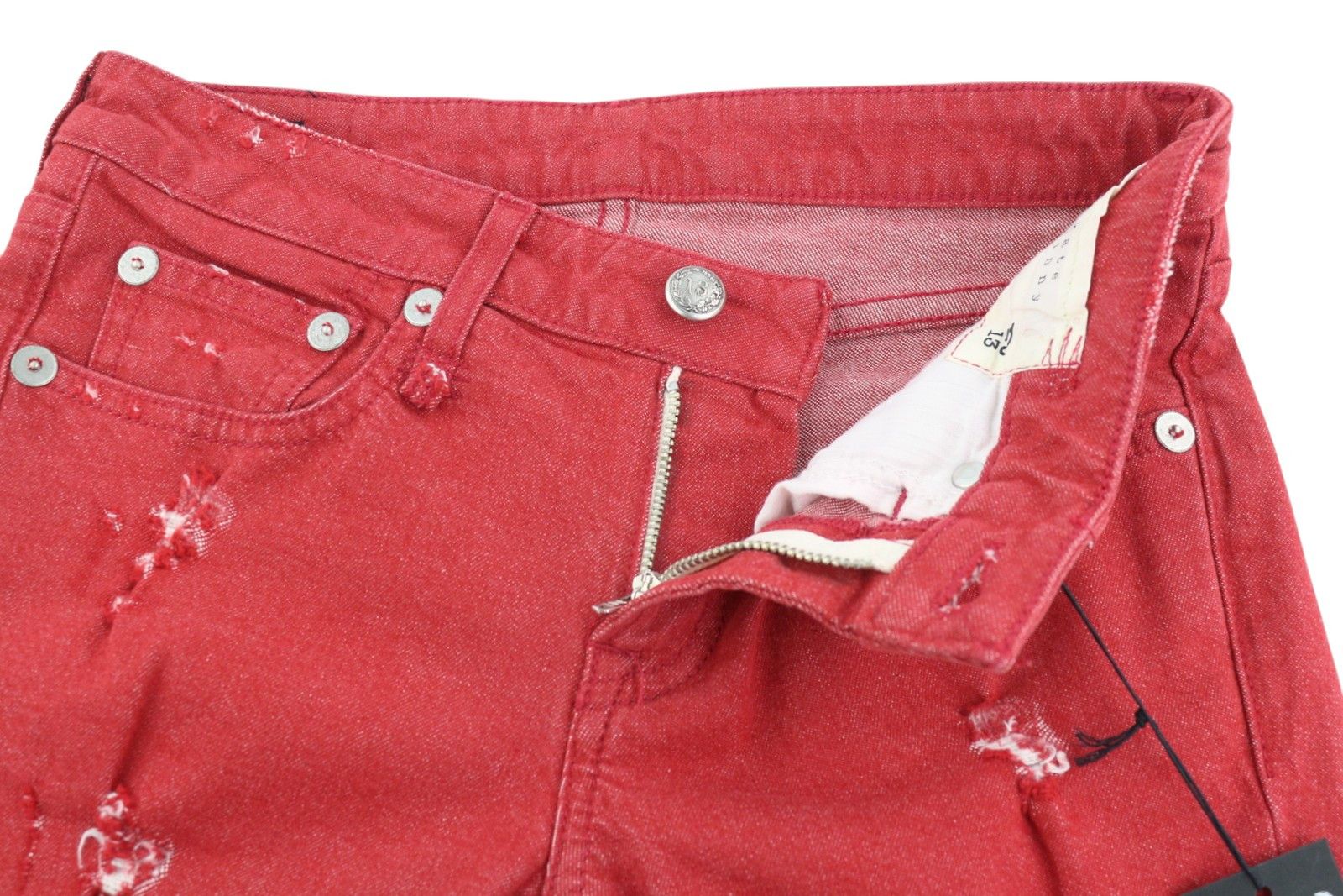 R13 KATE SKINNY 24 Red Distress Ripped Ankle Skinny Fit 86483 Size 24" / US 00 / IT 34 - 4 Thumbnail