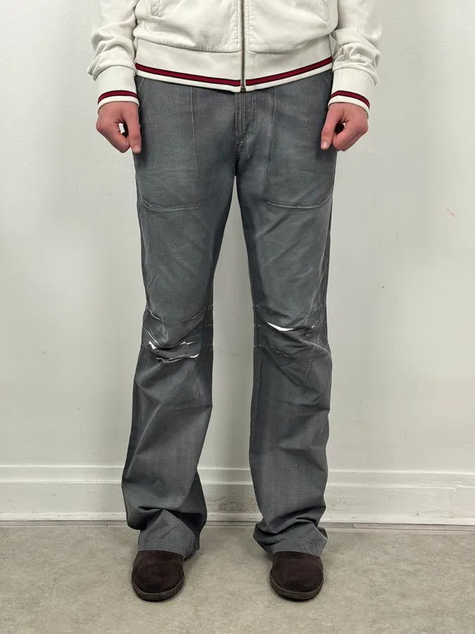 Just Cavalli 2000s Cavalli Grey Wax Washed Flared Pants Size US 34 / EU 50 - 2 Thumbnail