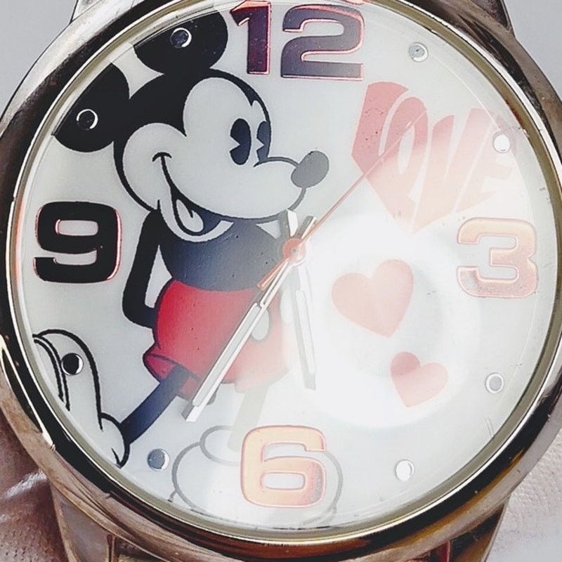 Disney Disney Mickey Mouse Love Silver-Toned White Leather Watch Size ONE SIZE - 2 Thumbnail