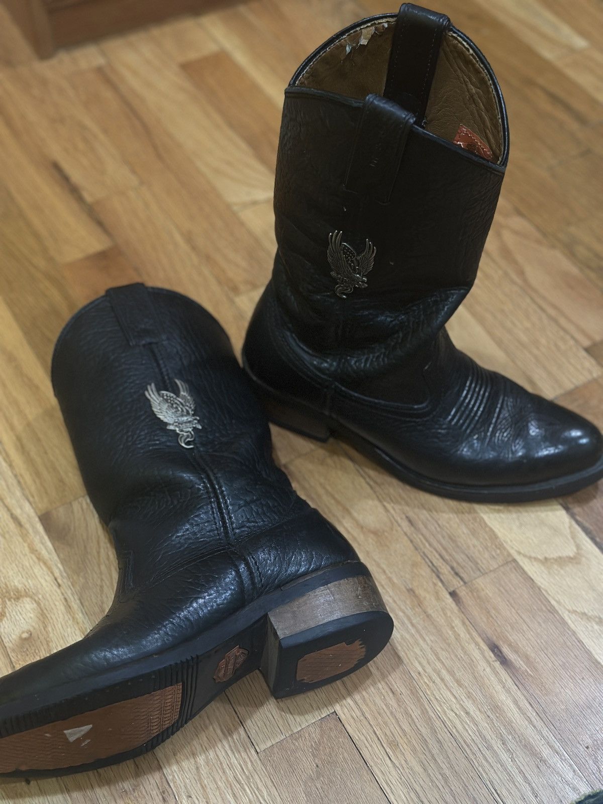 Harley Davidson Harley Davidson Black Leather Boots with Metal Emblem Size US 9 / EU 42 - 1 Thumbnail