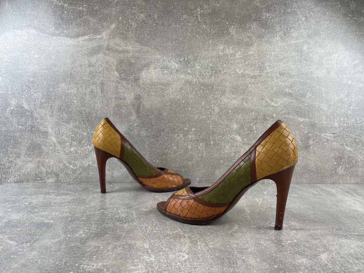 Bottega Veneta Bottega Veneta Woven Leather Peep Toe Multicolor Heels Shoes Size US 9 / IT 39 - 5 Thumbnail