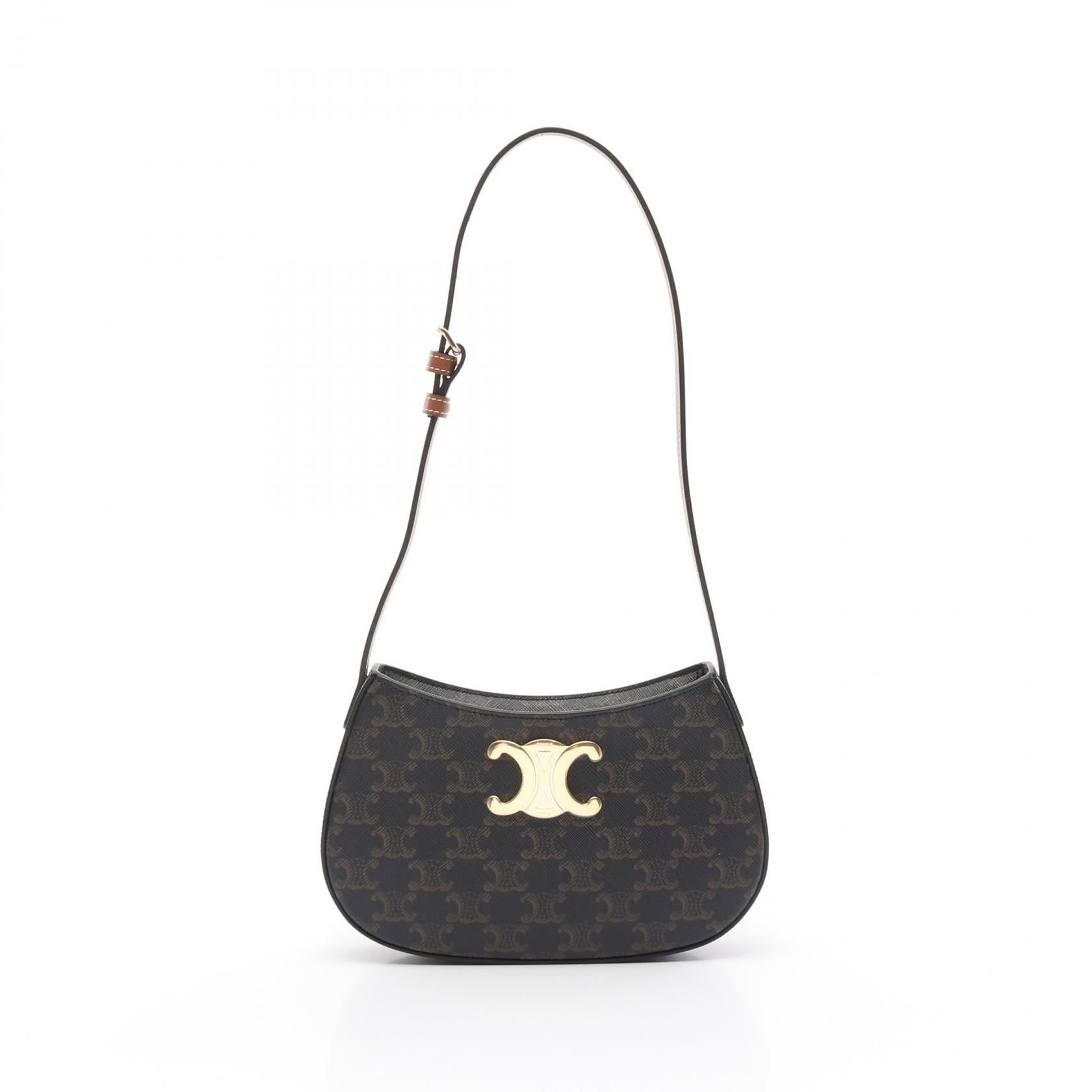 Celine Celine Medium Tilly Daily Triomphe Shoulder Bag Coated Canvas Leather Brown Size ONE SIZE - 1 Thumbnail