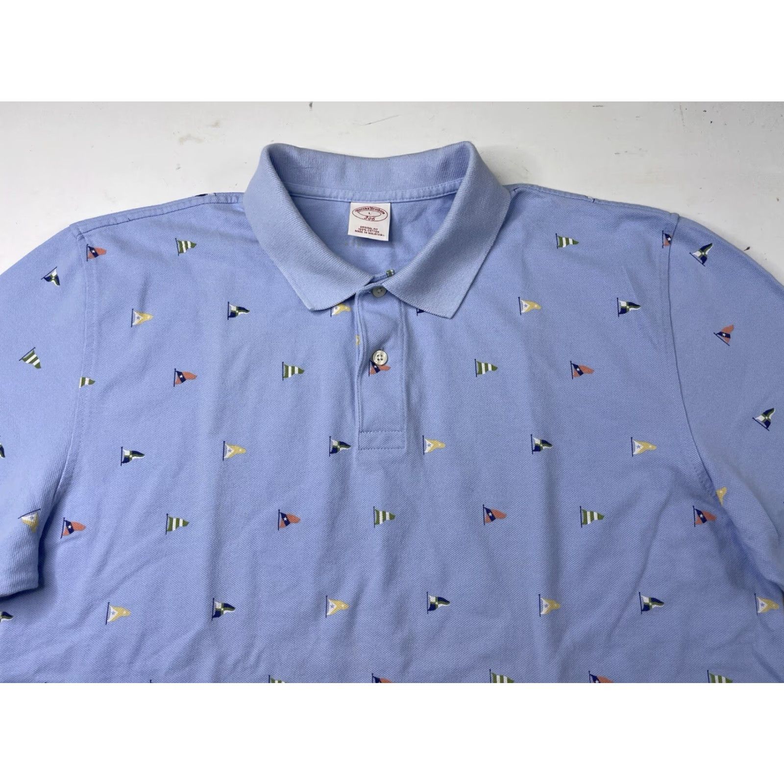 Brooks Brothers Brooks Brothers Polo Shirt Flag Print Nautical Classic Preppy Regular L Men Blue Cotton Knit Short Sleeve Collared Vintage No Size US L / EU 52-54 / 3 - 2 Thumbnail