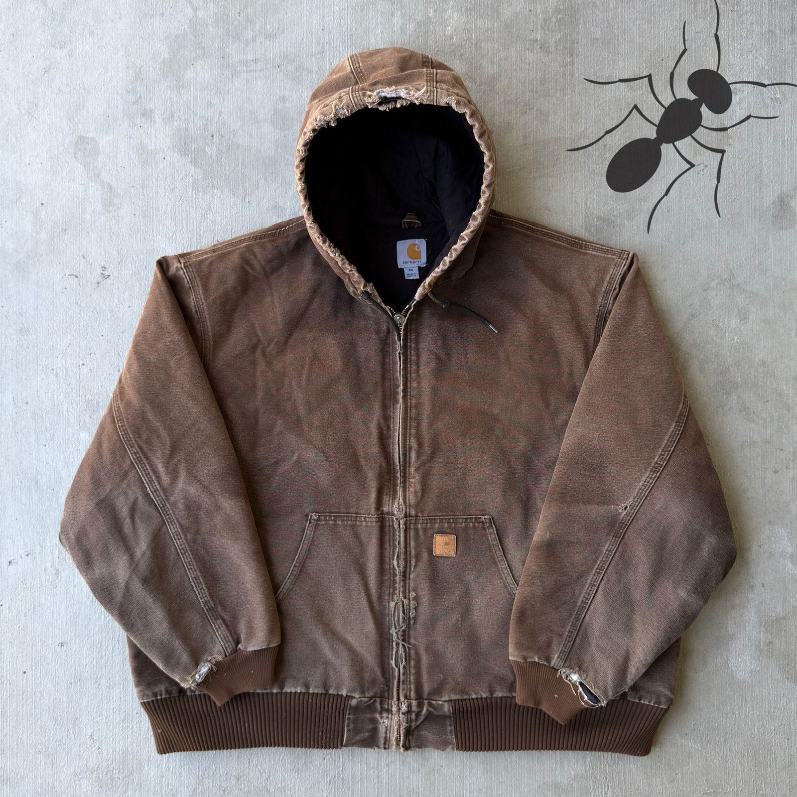 Carhartt × Vintage Carhartt J130 DKB brown hooded work wear jacket Size US XXL / EU 58 / 5 - 1 Thumbnail