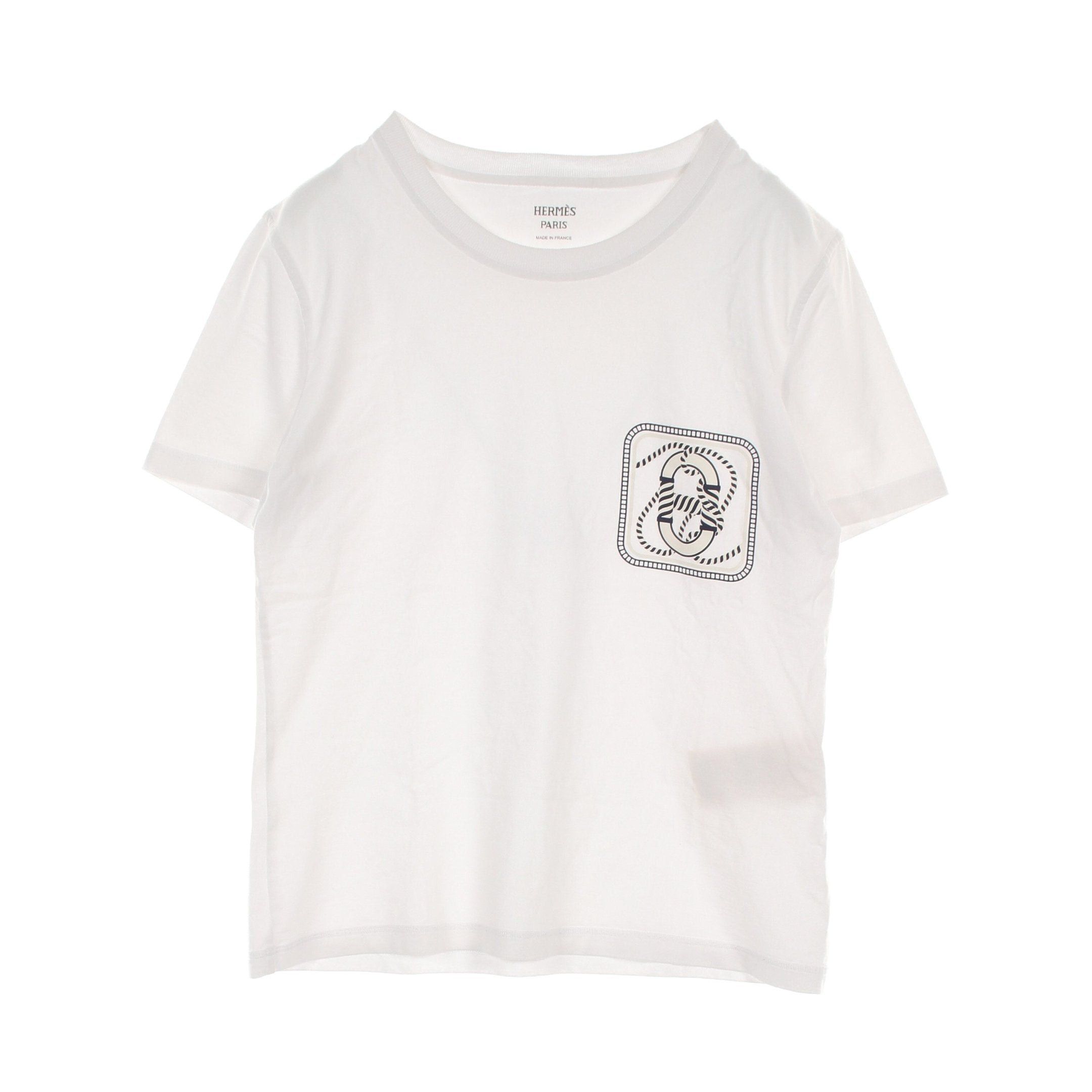 Hermes Hermes T-Shirt Crew Neck Print Cotton White Size ONE SIZE - 1 Thumbnail