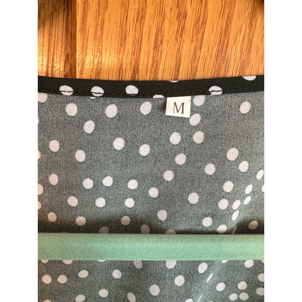 Shein SHEIN Blouse Womens Size M Green White Polka Dot Tie-Front Size M / US 6-8 / IT 42-44 - 5 Thumbnail