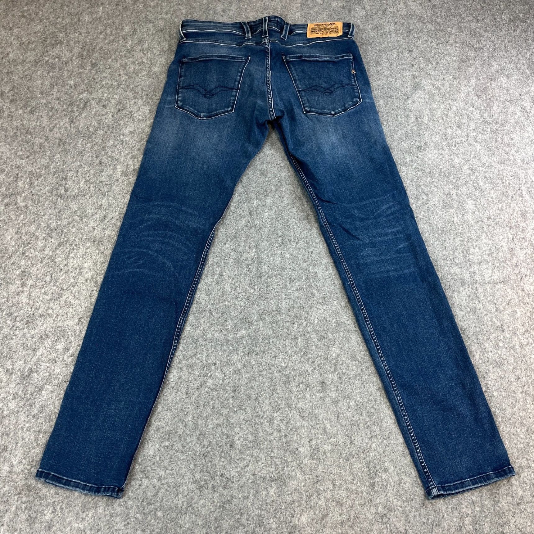 Replay Replay Anbass Mens Jeans Slim Skinny 32 Dark Wash Blue Stretch Denim 5-Pocket Brand: Replay Anbass Slim Fit Jeans Mens 32 in Blue Dark Wash Size US 32 / EU 48 - 2 Thumbnail
