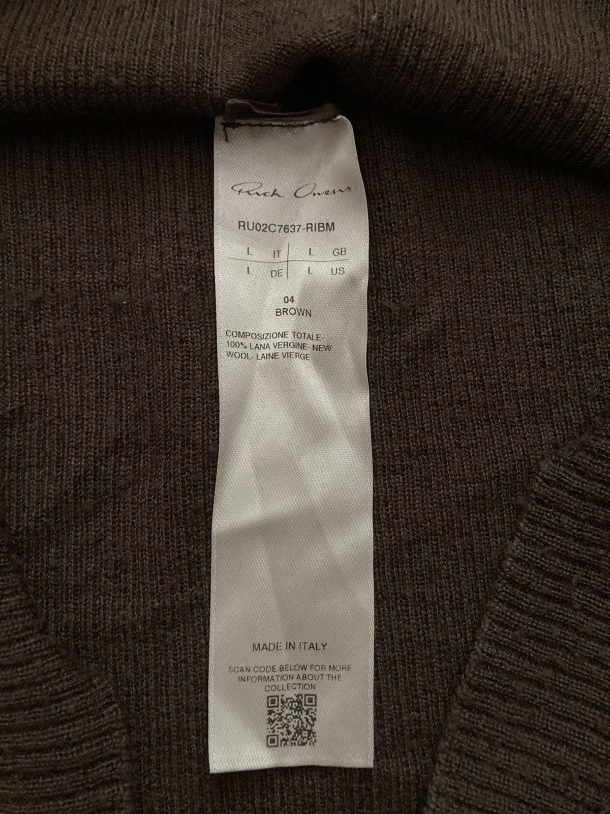 Rick Owens F/W 23 "LUXOR" Ribbed Brown Wool Sweater Rick Owens L Size US L / EU 52-54 / 3 - 14 Thumbnail