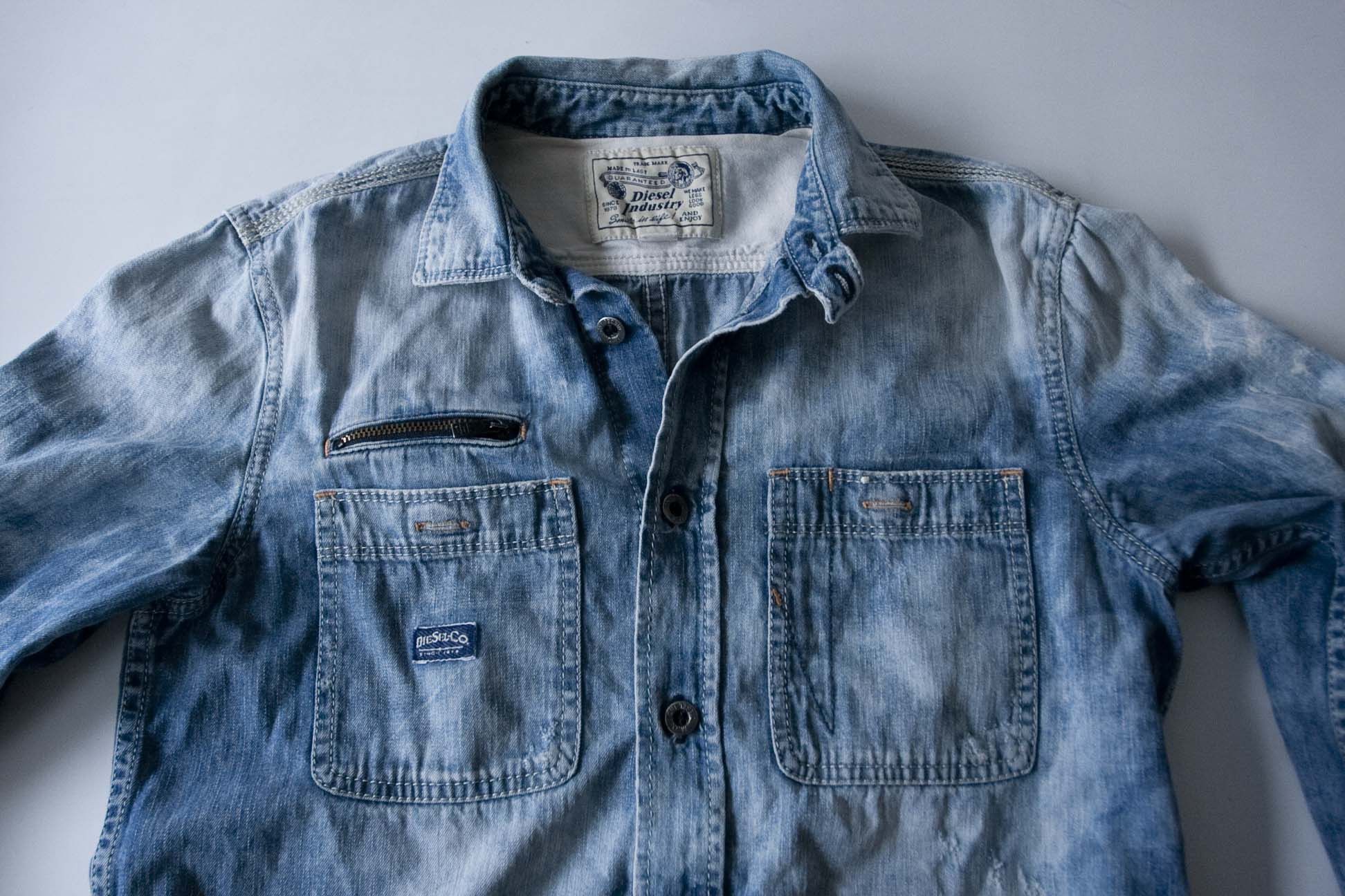 Diesel Diesel Shirt Denim Distressed Look Size S Blue Bleached Size US S / EU 44-46 / 1 - 1 Thumbnail