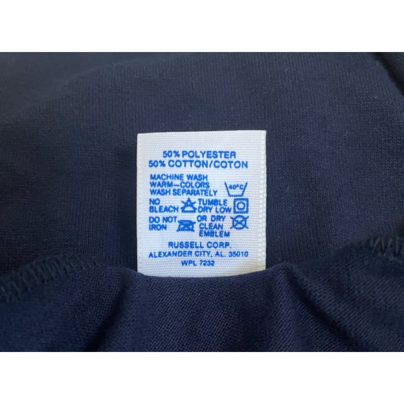 Russell Athletic VINTAGE Russell Athletic T-Shirt Mens L Deadstock NWOT 90s NOS Blue V-Neck Short Sleeve Cotton Blend 1990s 28.5" long Navy Mens 90s Size US L / EU 52-54 / 3 - 5 Thumbnail