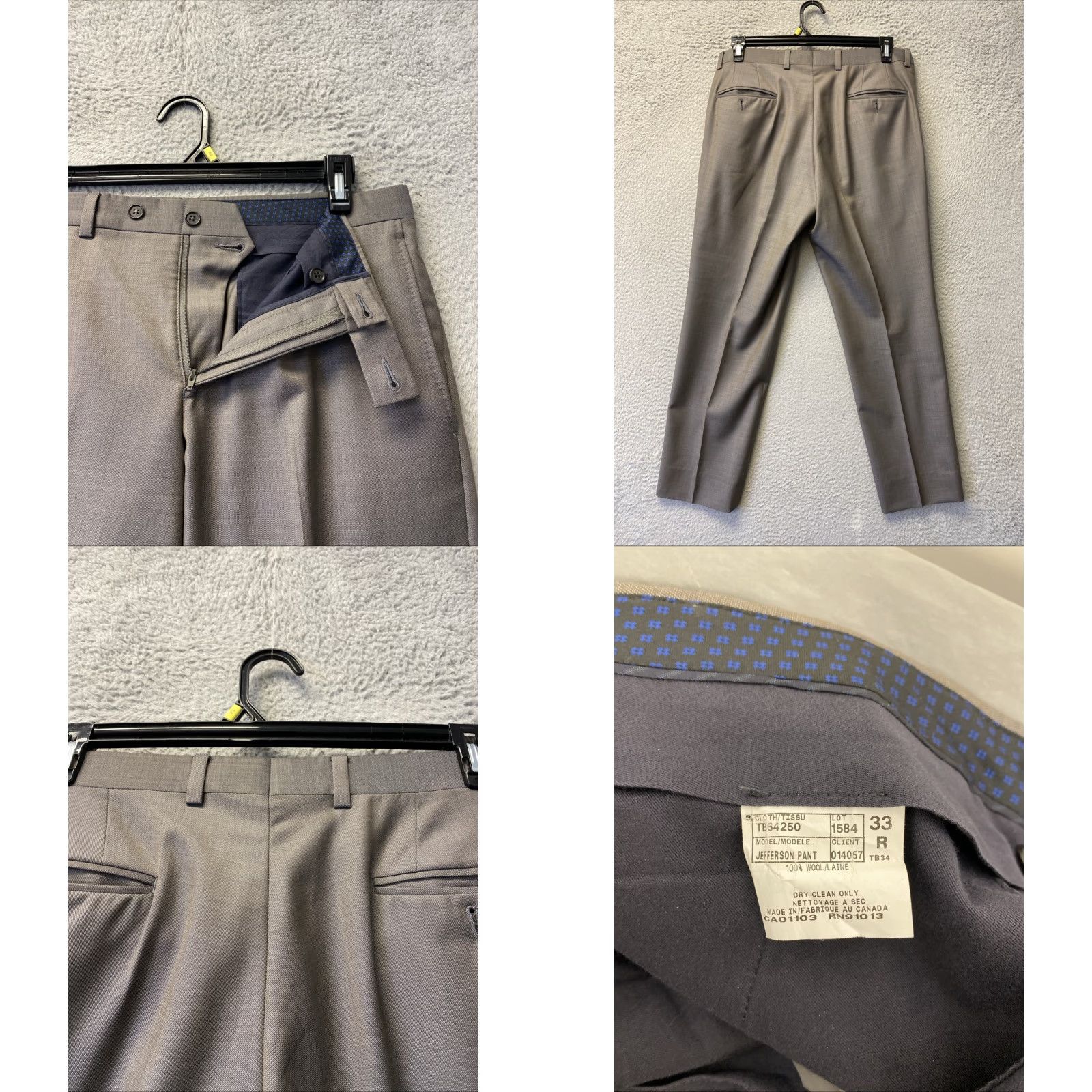 Ted Baker Ted Baker Dress Pants Men's 33x30 Gray Wool Flat Front Slim Straight Pockets Work Business Dress Slacks Size US 33 - 8 Thumbnail