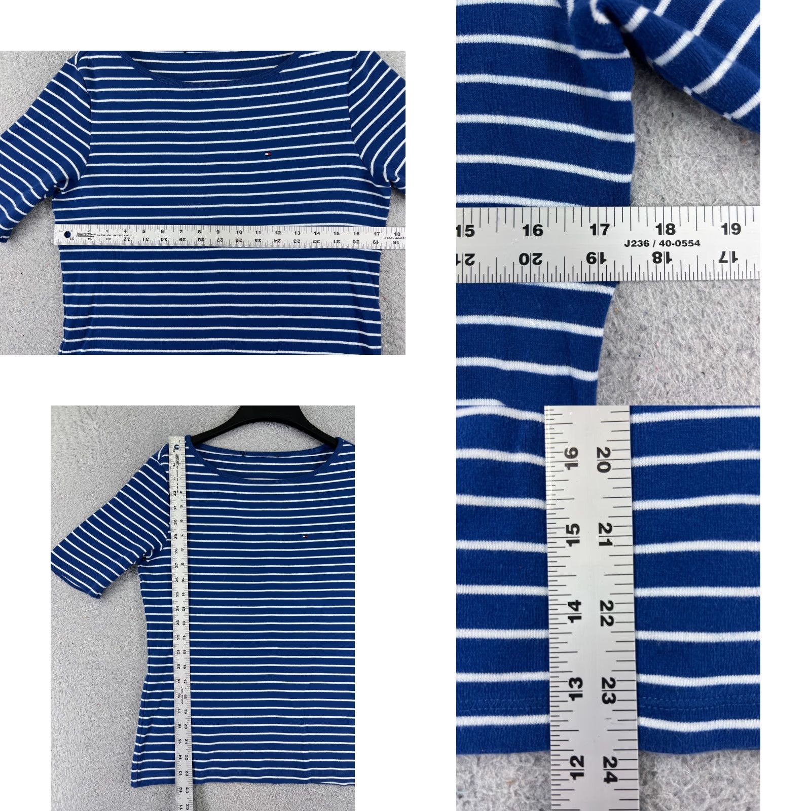 Tommy Hilfiger VINTAGE Tommy Hilfiger Shirt Women Medium Striped Cotton Short Sleeve Logo Casual Fashion Size M / US 6-8 / IT 42-44 - 8 Thumbnail