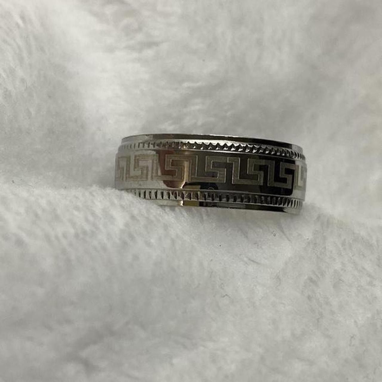 Ring Of Fire Silver Ancient Greek key Tungsten Ring Size ONE SIZE - 4 Thumbnail